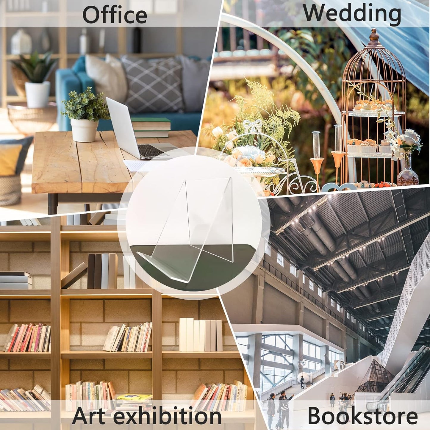 10 PCS 6‘’ x 4‘’ Acrylic Book Display Stand Clear Easel Without Ledge Tablet Holder for Displaying Books, Pictures, Notebooks, CDs, Artworks, etc (Large)