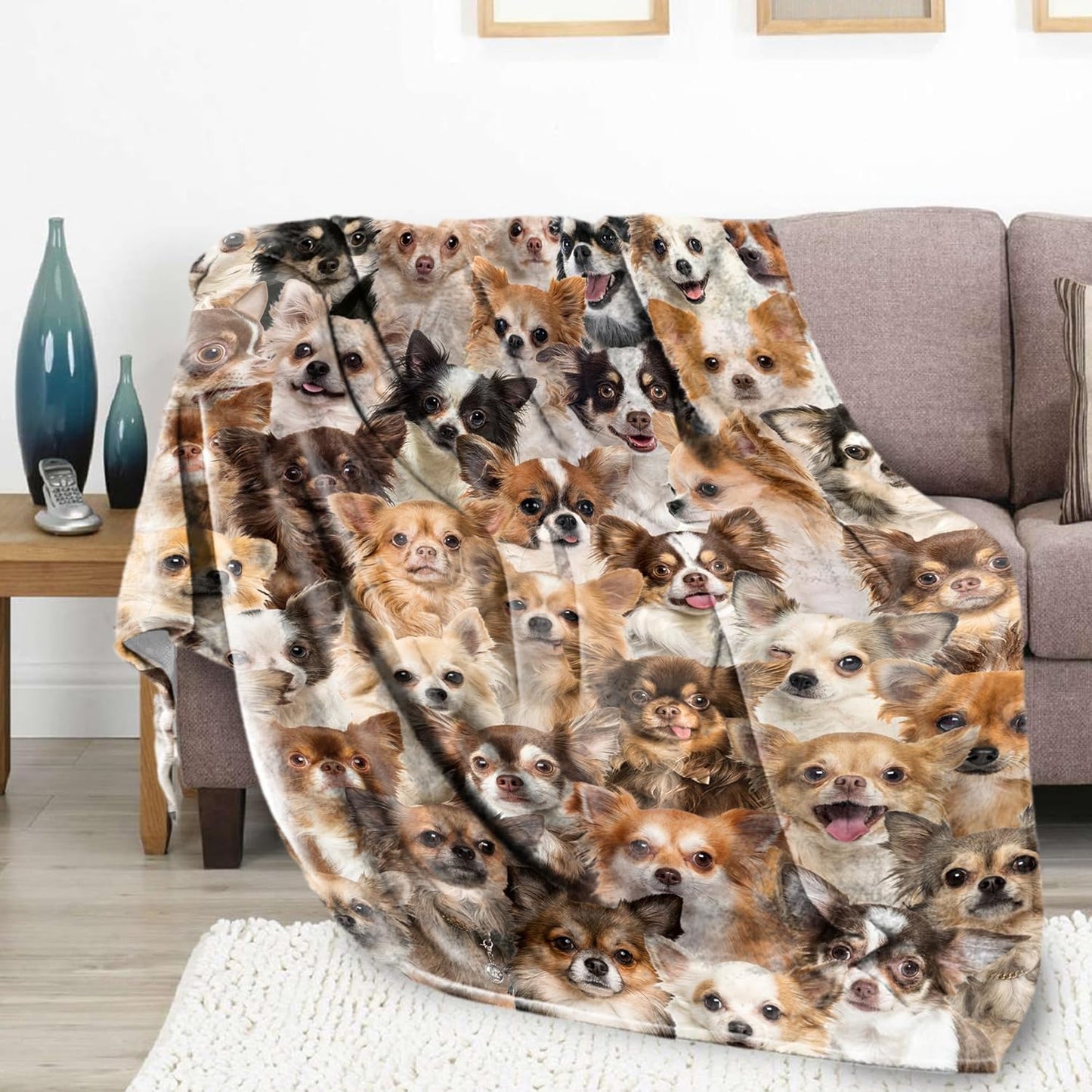 Chihuahua Dog Blanket, Soft Fleece Throw Blanket for Couch Bed Sofa, Cozy Chihuahua Gifts for Women Kids Adults, Plush Dog Lover Blanket Home Decor, 40"x50"