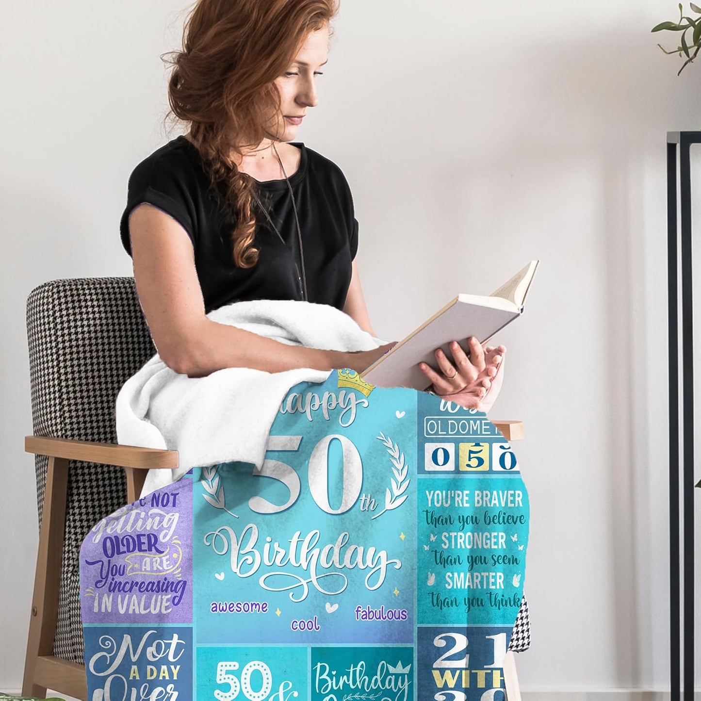 Happy 50th Birthday Gifts for Women, 50 Year Old Birthday Gifts for Women Turning 50, 50th Birthday Decorations Idea, Female 50th Birthday Gifts for Her, 50th Birthday Blanket Gifts 60”X50”