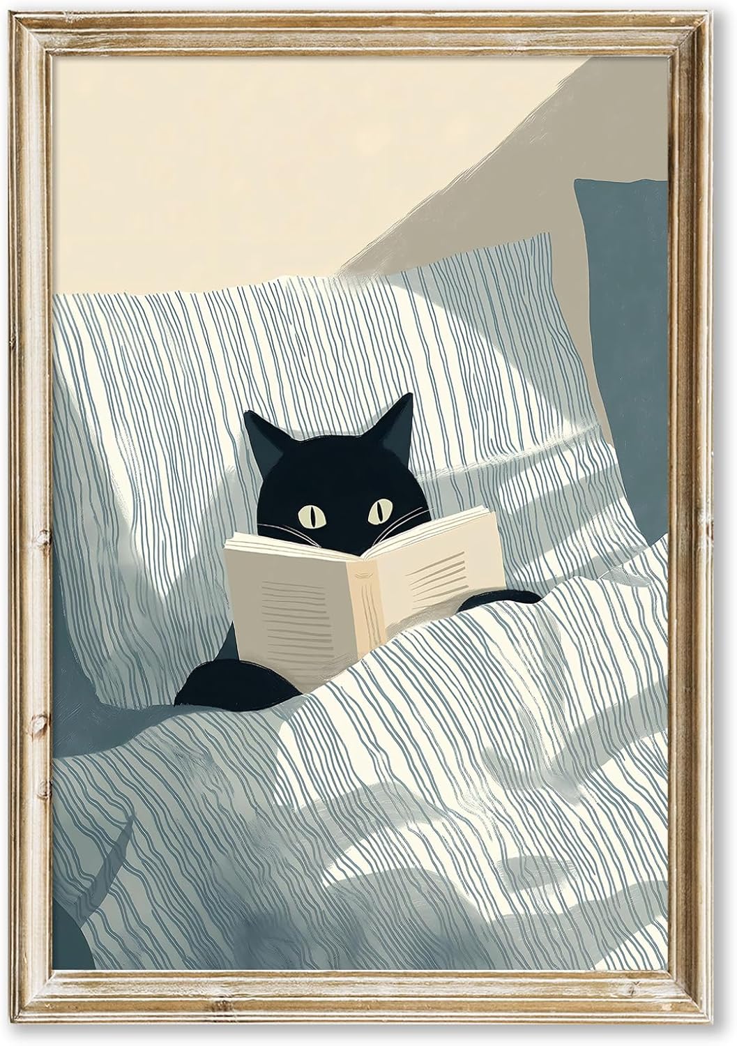 Cute Funny Cat Picture Abstract Animals Canvas Wall Art black artwork Cats Cool Read Books Poster Whimsical Prints Animal Aesthetic painting Eclectic Cat Wall Art Cute Kitty Canvas 16x24inch No Frame