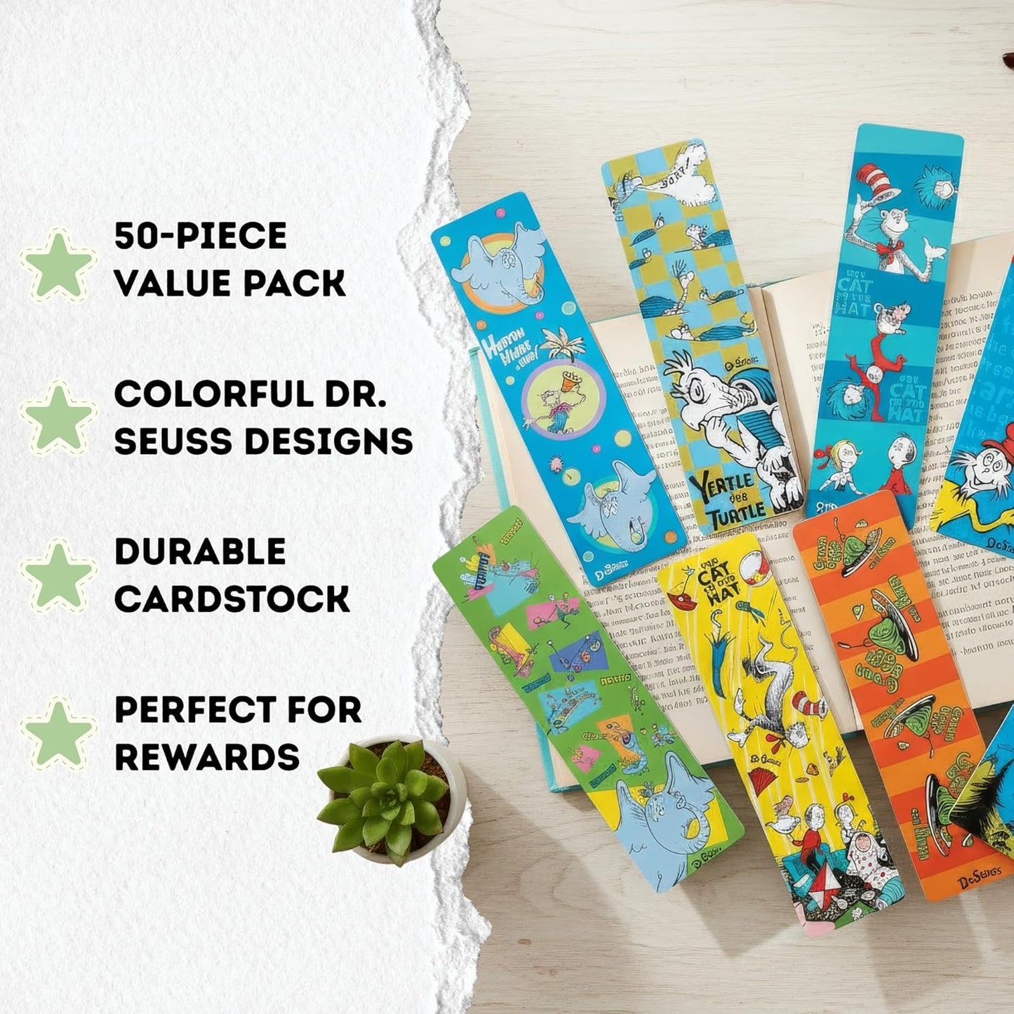 Raymond Geddes 66869 Dr Seuss Assorted Bookmarks For Kids (Pack of 50)
