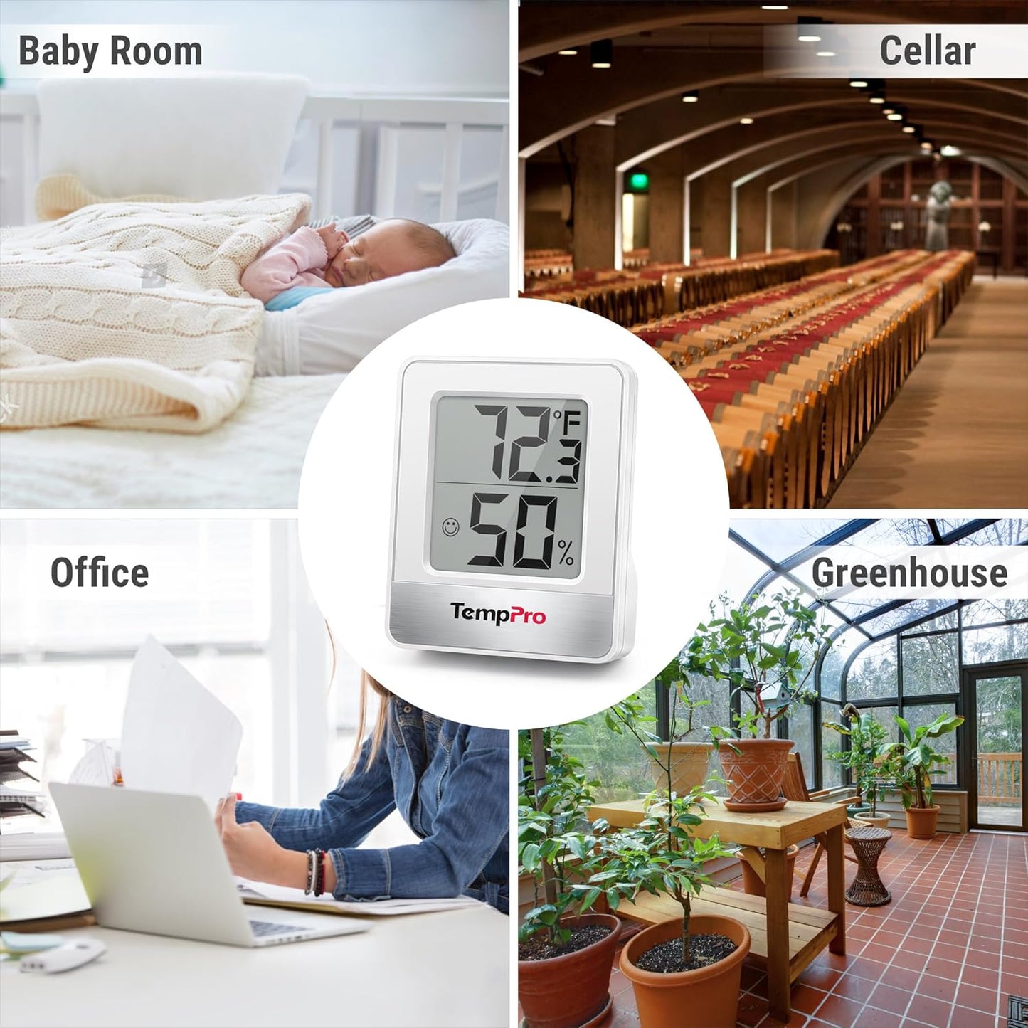 TempPro TP49 2 Pieces Digital Hygrometer Indoor Thermometer Humidity Meter Mini Hygrometer Thermometer with Temperature and Humidity Monitor Room Thermometer (Previously ThermoPro)