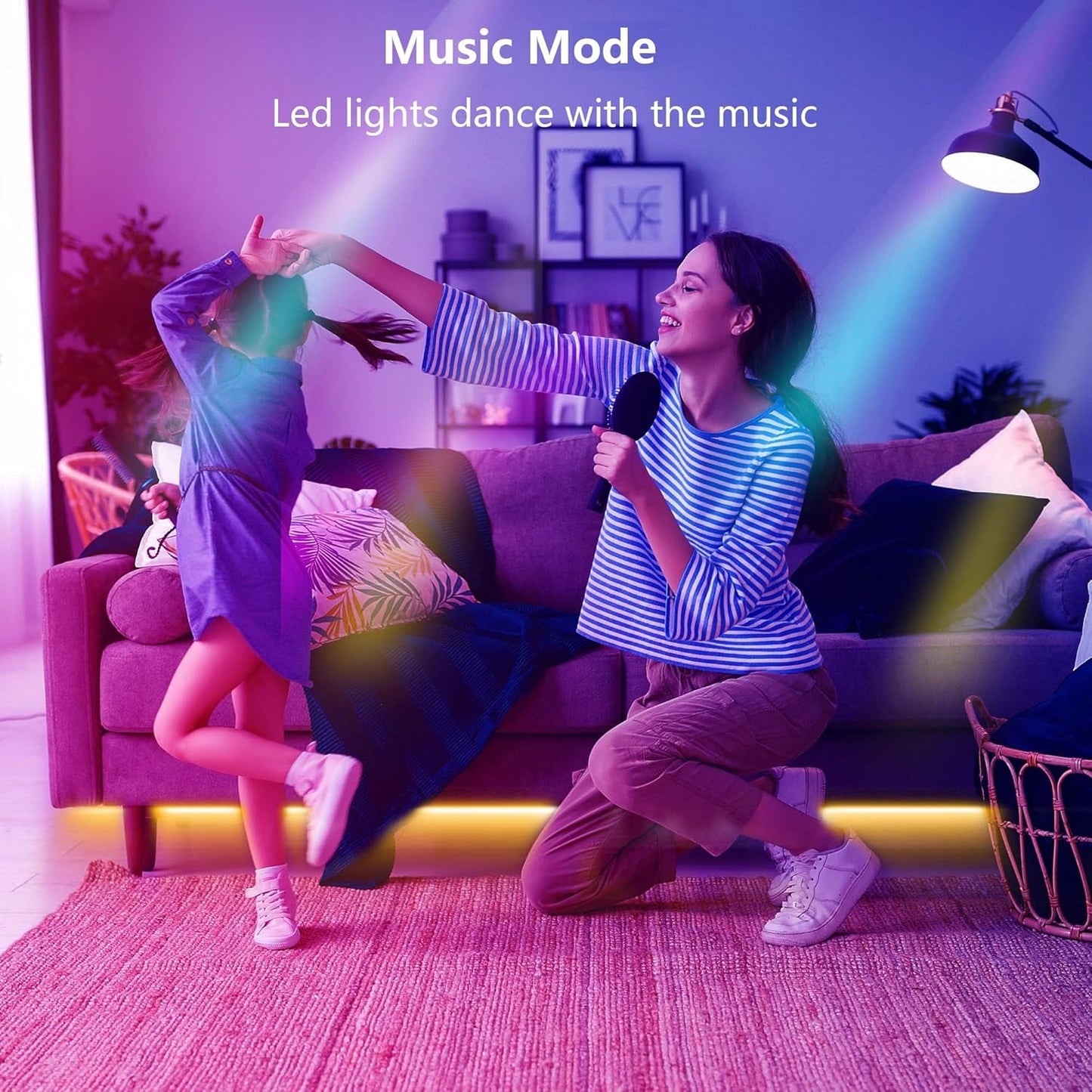 Led Lights for Bedroom 100ft (1 Rolls of 100ft) Music Sync Color Changing Led Strip Lights with 60 Key Remote and App Control RGB Led Light Strip for Home Party Room Decoration