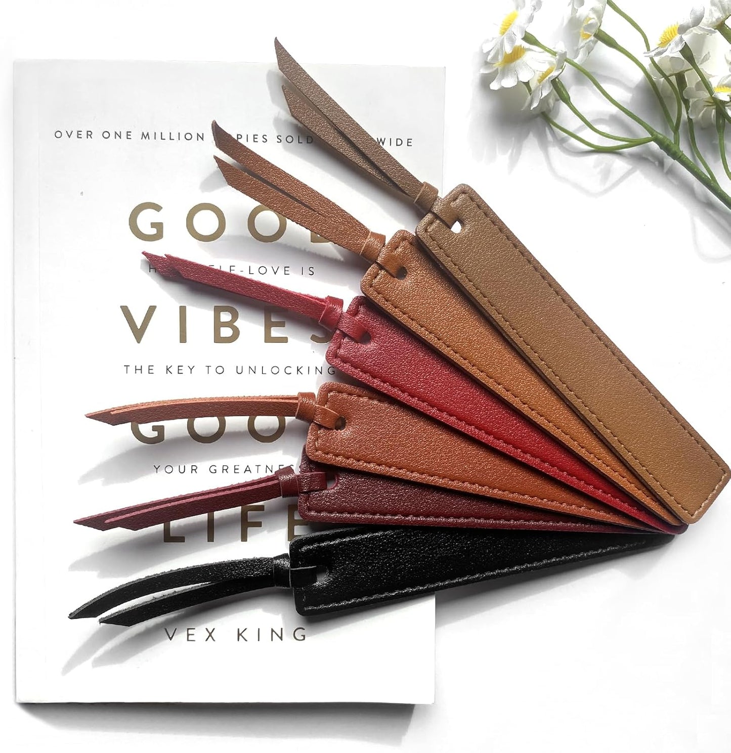 Classic Leather Bookmark, Wayzton Handmade Stitched Bookmarks Page Markers Reading Gifts for Book Lovers Readers Men Women Teachers Church Book Club Supplies