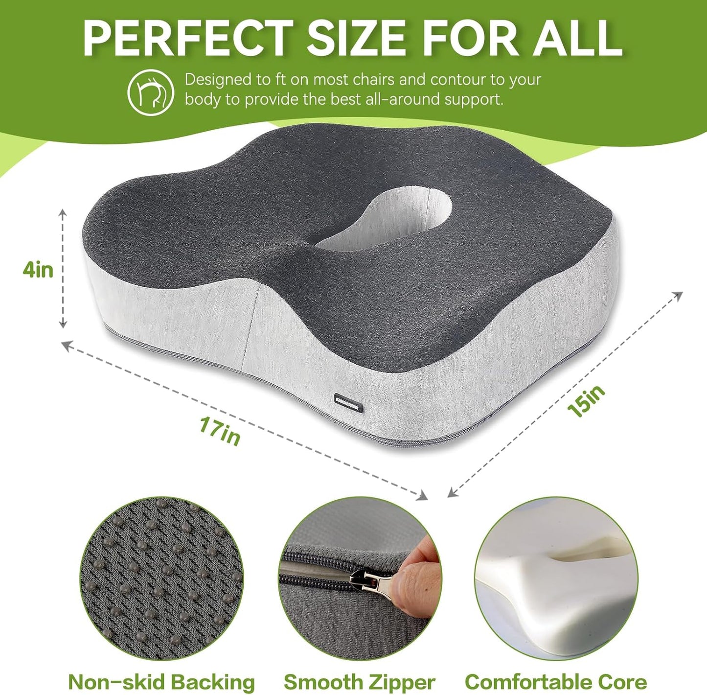 Seat Cushion & Lumbar Support Pillow Set for Office Chair, Back Pain, and Tailbone Discomfort with Lumbar Support Pillow and Seat Cushion - Perfect for Home, Office, and Gaming Chairs Chair Cushion