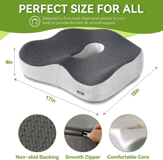 Seat Cushion & Lumbar Support Pillow Set for Office Chair, Back Pain, and Tailbone Discomfort with Lumbar Support Pillow and Seat Cushion - Perfect for Home, Office, and Gaming Chairs Chair Cushion