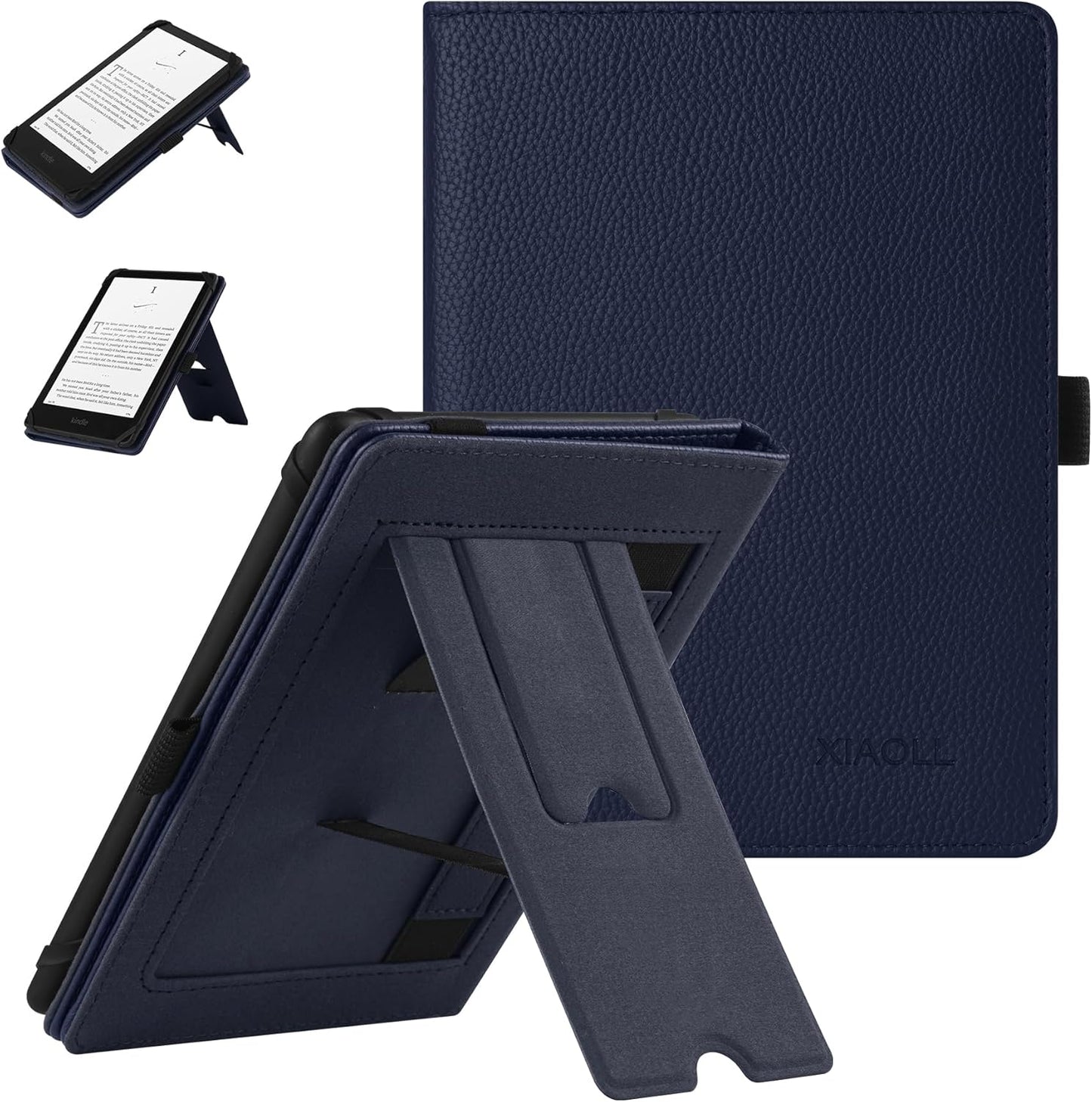 Universal Case for 6",6.8" eReaders,Folio Cover with Handstrap and 2 Foldable Stand Compatible with Kindle Paperwhite/Kobo/Tolino/Pocketook/Sony 6-6.8inch ebook Reader,Navy Blue