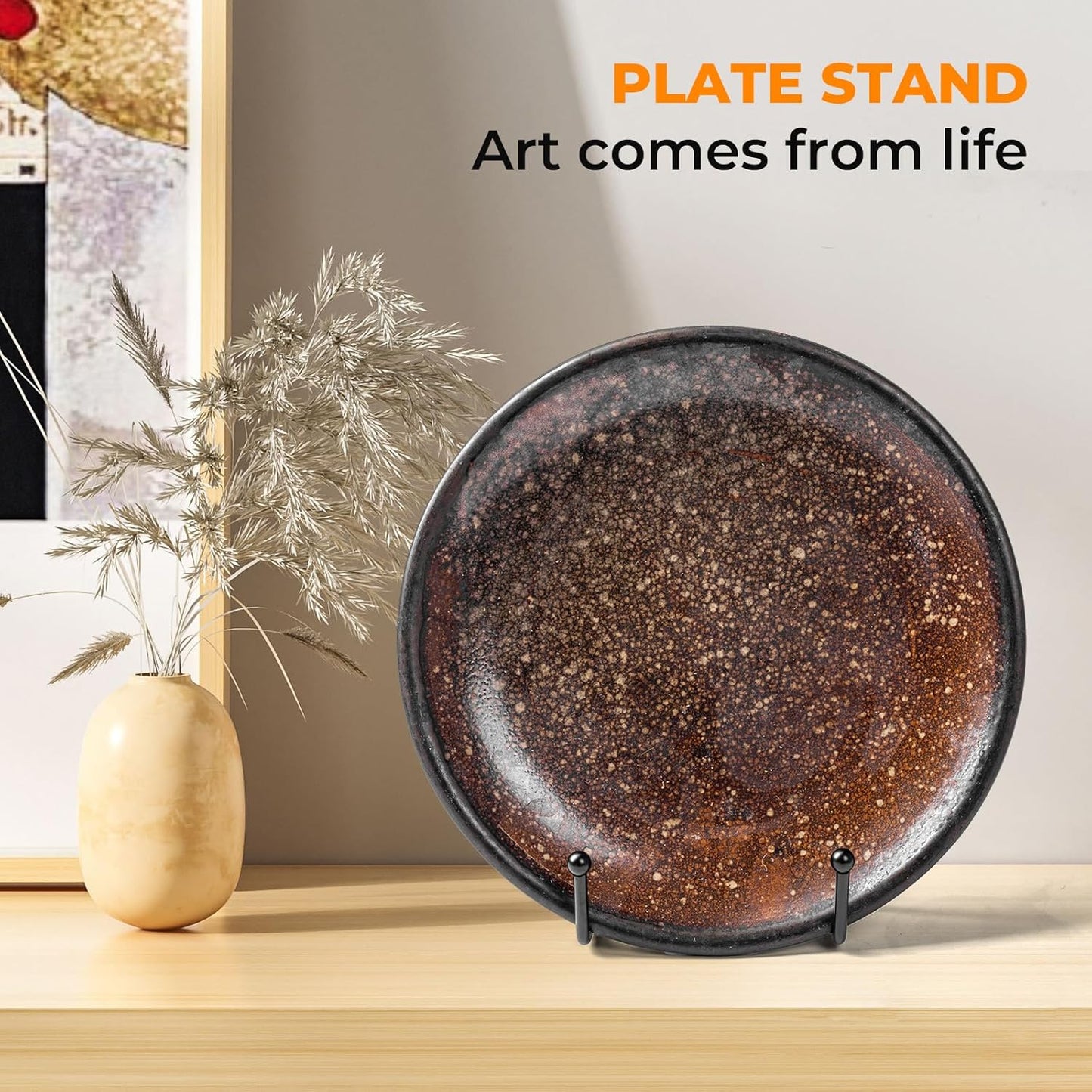 Bilillo Plate Stands for Display - 6 Inch Stand + Metal Frame Holders Stand Picture, Decorative Plate, Platter, Book, Photo Easel, Tabletop Art (2 Pack)