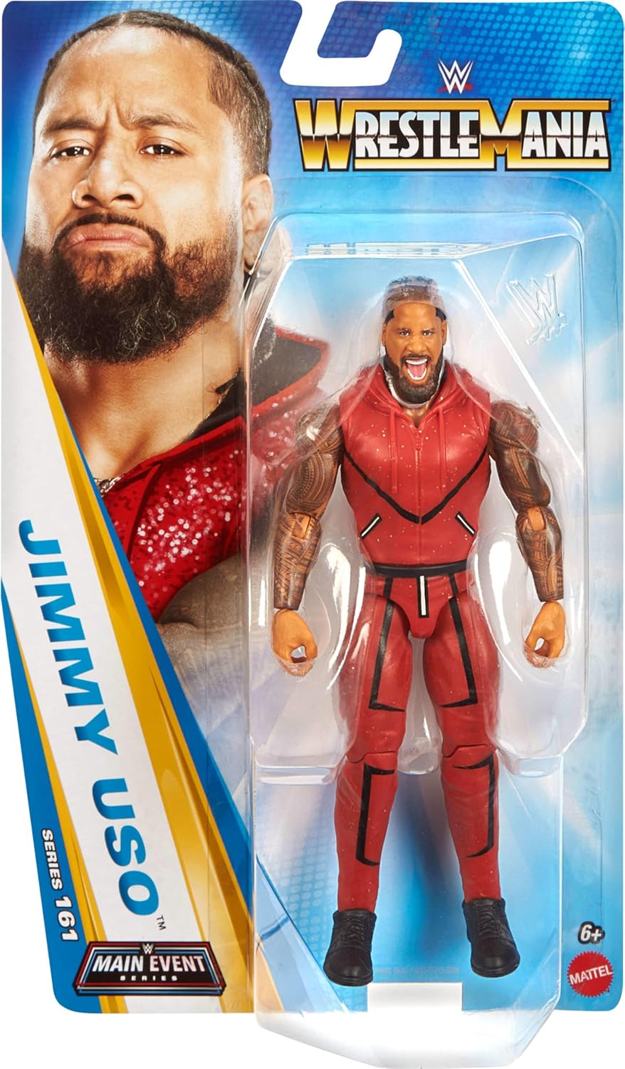 Mattel WWE Jimmy USO Action Figure, Main Event Series #161, 6-inch Collectible Superstar with 14 Articulation Points & Life-Like Look
