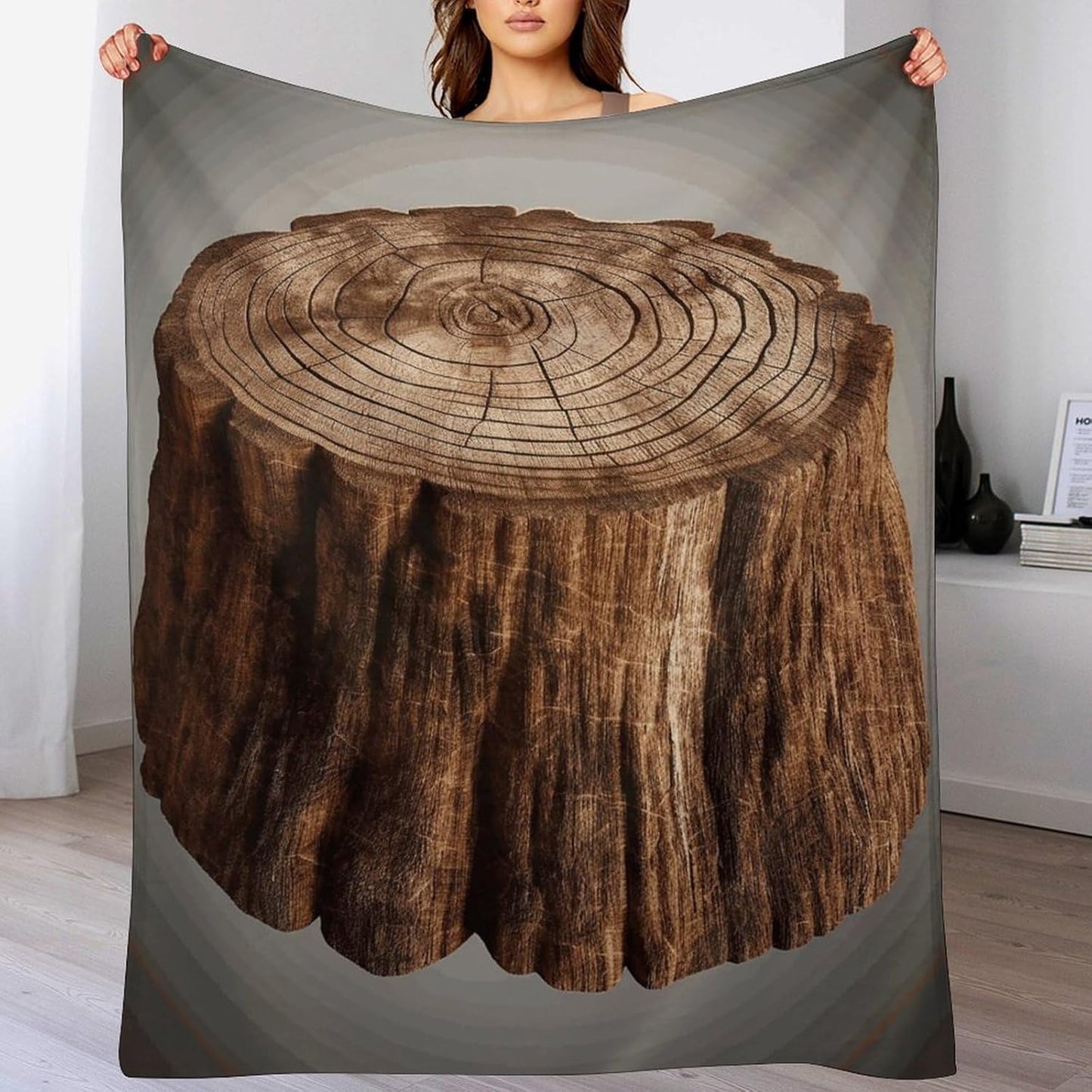 Stump of Oak Tree Blanket Super Soft Lightweight Throw Blanket Cute Cozy Warm Bed Blanket Decorative Fuzzy Blanket All-Season Home Decor Gift for Sofa Couch Living Room 60"*80"（150 * 200cm）