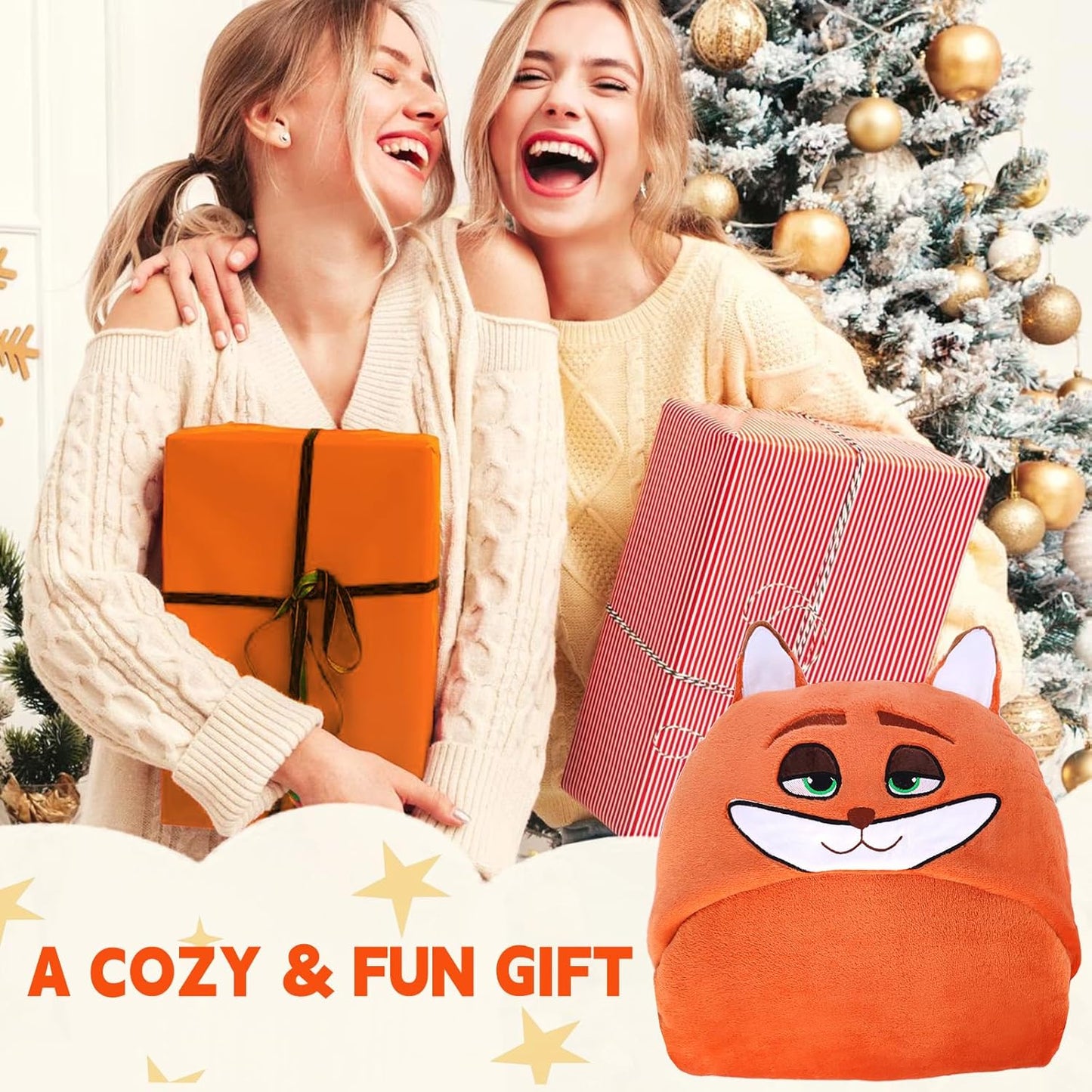 Wearable Blanket Hoodie- Super Soft Fox Blanket Hooded Women Men, Perfect Animal Fox Gifts for Adults Birthday Festival Holiday