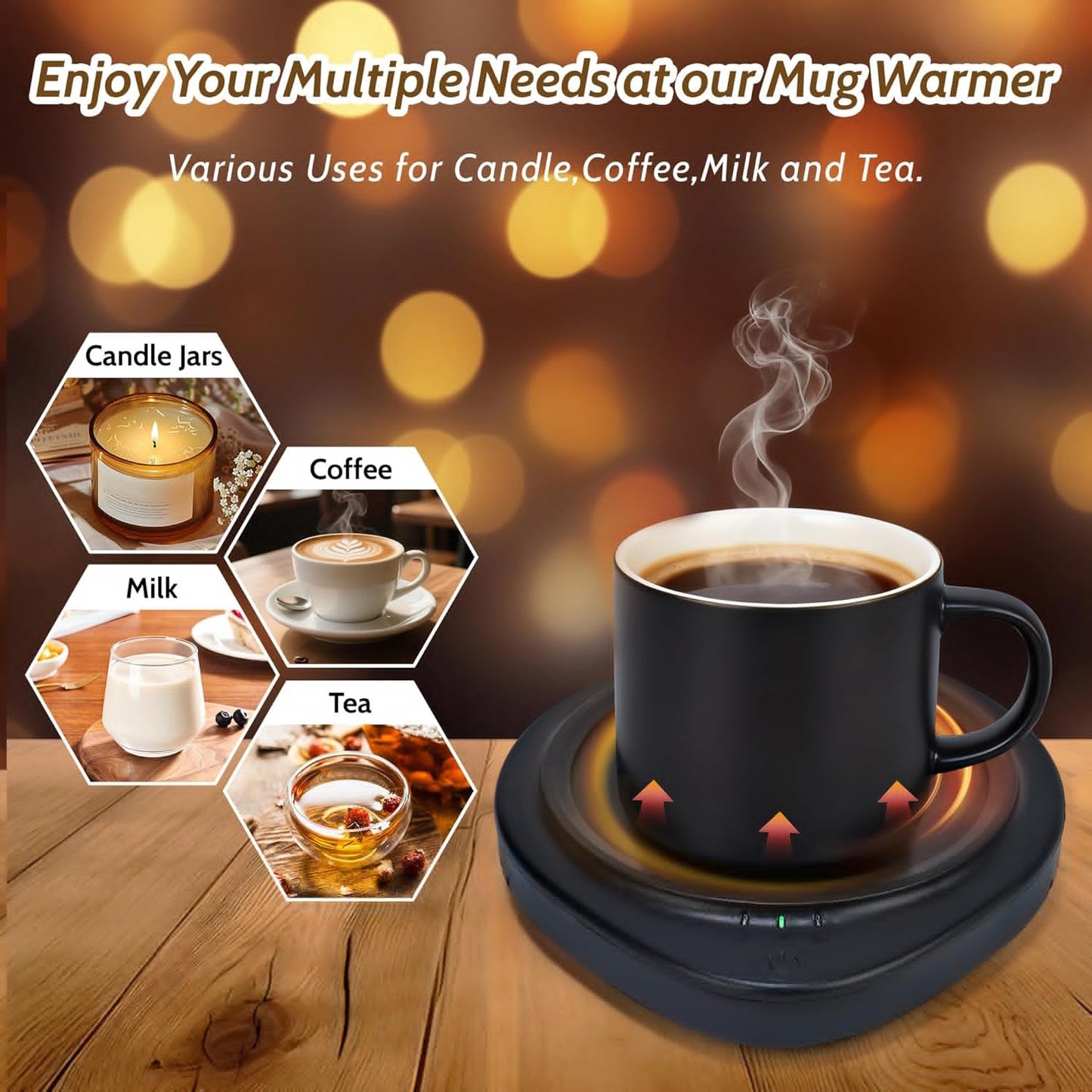 Candle Warmer with Timer, Coffee Mug Warmers for Large Jar,Safely Releases Scents Without a Flame, Melt The Candle Quickly, Enjoy Your Warm Coffee Tea. Gifts for Festival Birthday Women Men Mom Dad