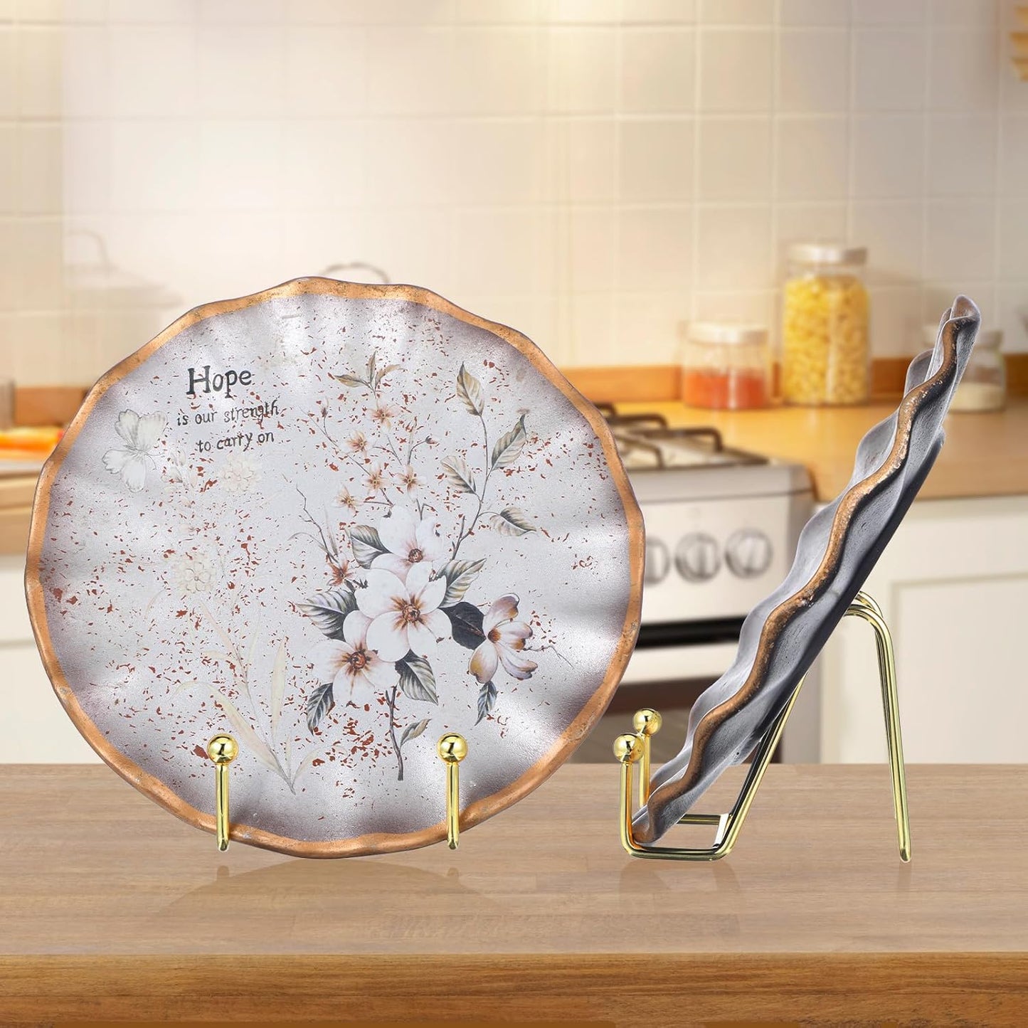 12 Pieces Gold Plate Stands for Display, Decorative Plate Holder Metal Easel Stand for Pictures, Photos, Books, Artwork - 3.1 Inch H, Sturdy Iron, Perfect for Home Office Kitchen