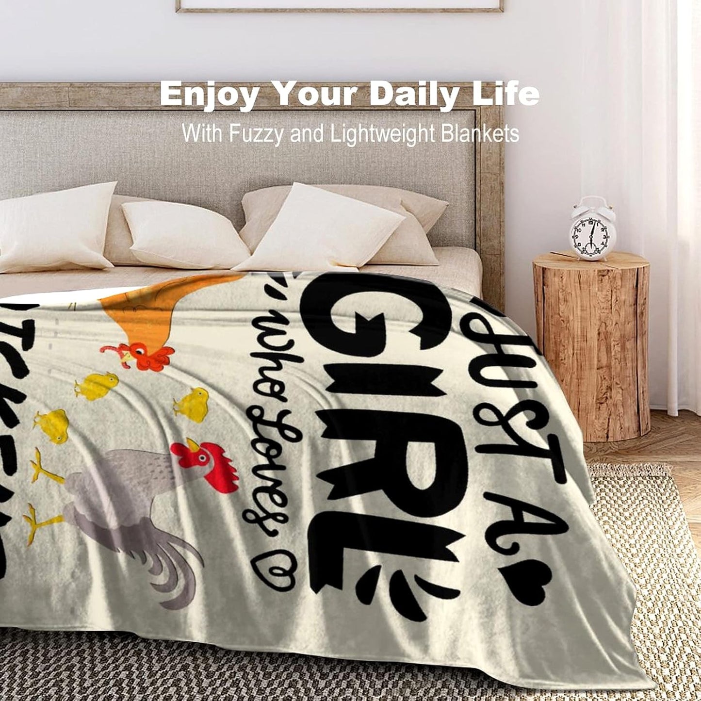 Cute Chicken Blanket Just A Girl Who Loves Chickens Blankets Soft Flannel Throw Blankets Bedding Decor Gifts for Kids Boys Girls Toddler Adults 80"x60"
