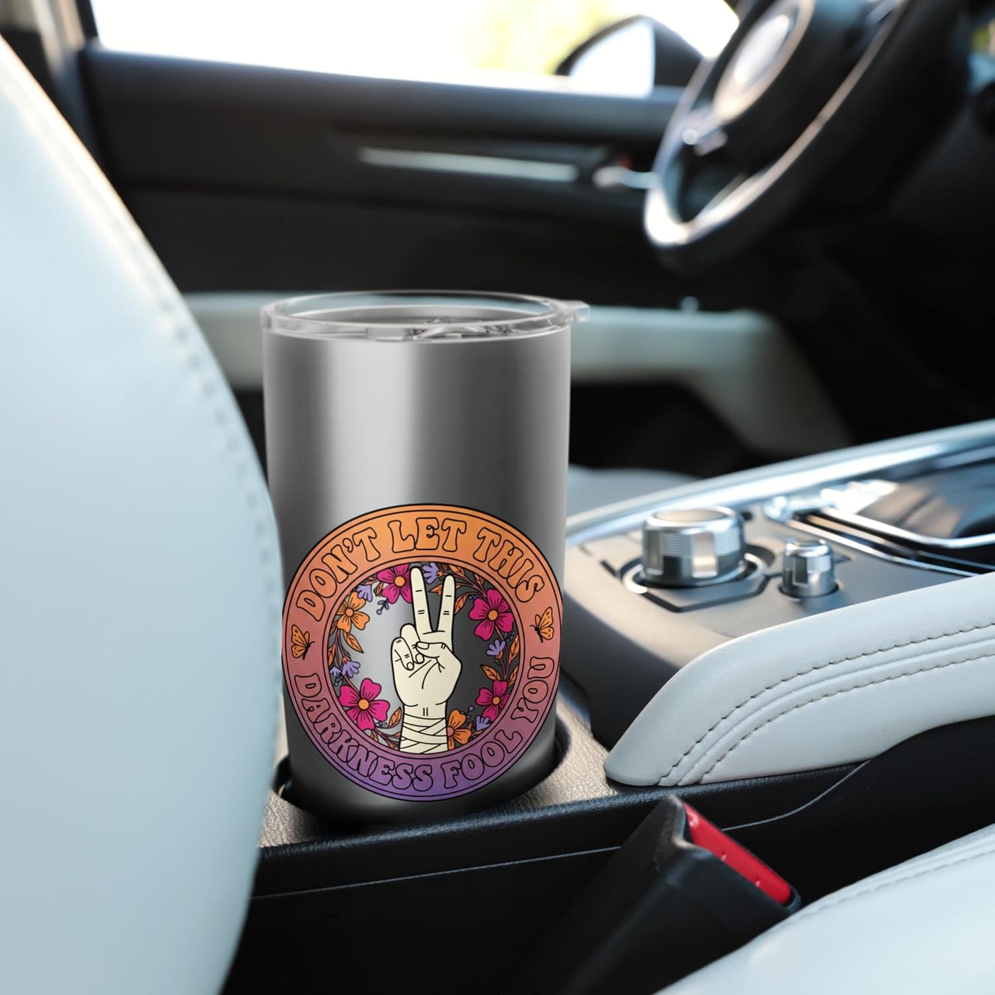 Don T Let This Darkness Fool You Peace Sign Dad Hippie Retro Stainless Steel Insulated Tumbler