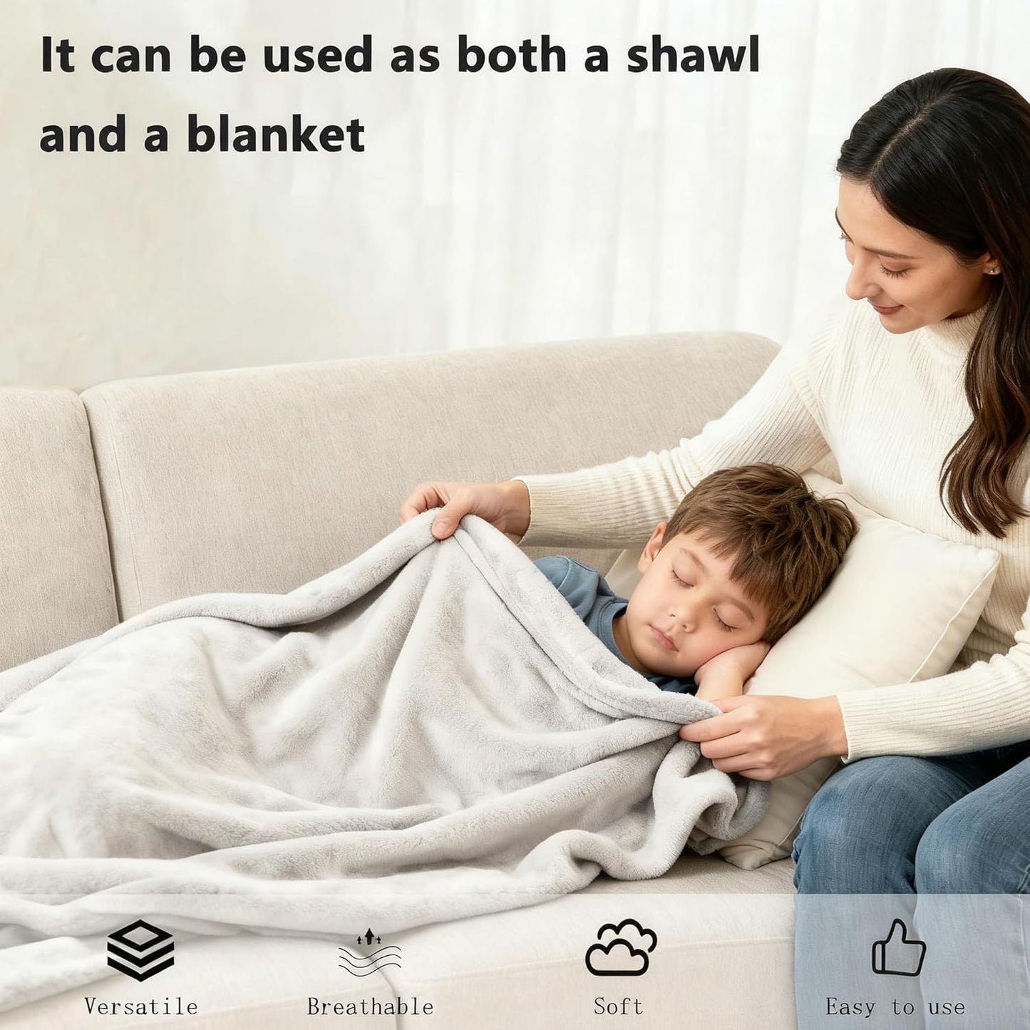 SNZ Wearable Blanket for Womens and Mens, Comfy Flannel Poncho, Snuggie Warm Shawl Wraps for Women, Birthday Gift Ideas