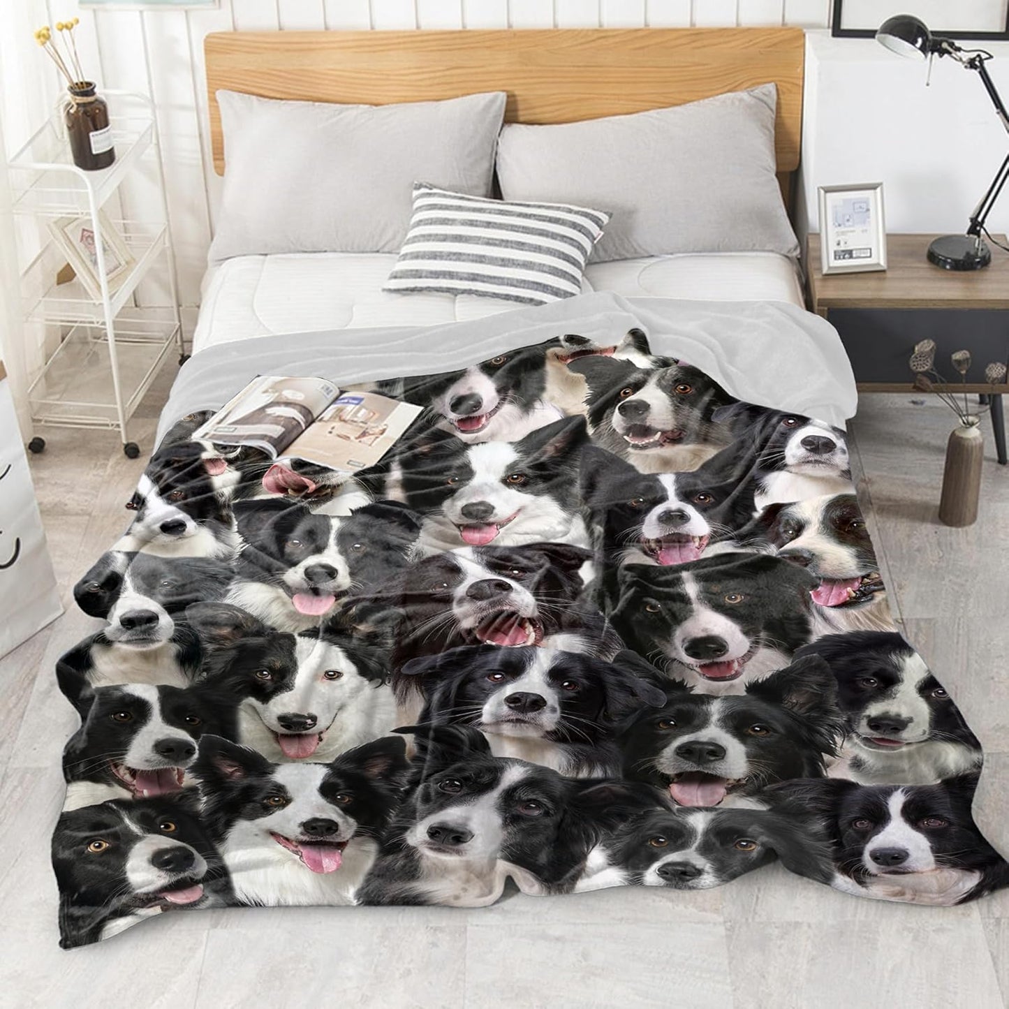 Border Collie Dog Throw Blanket,Border Collie Gifts for Dog Lovers,Flannel Blanket for Dog Mom Dad,Soft Blankets for Sofa Bed,Gifts for Kid Girls Boys Halloween Christmas,40" x 50"