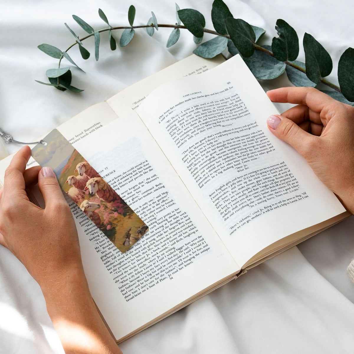 Sheep are Grazing Bookmarks Gifts for Women Men, Wooden Bookmarks for Book Lovers, Vintage Book Marks Ornaments with Tassel, Unique Personalized Reading Page Markers Gray