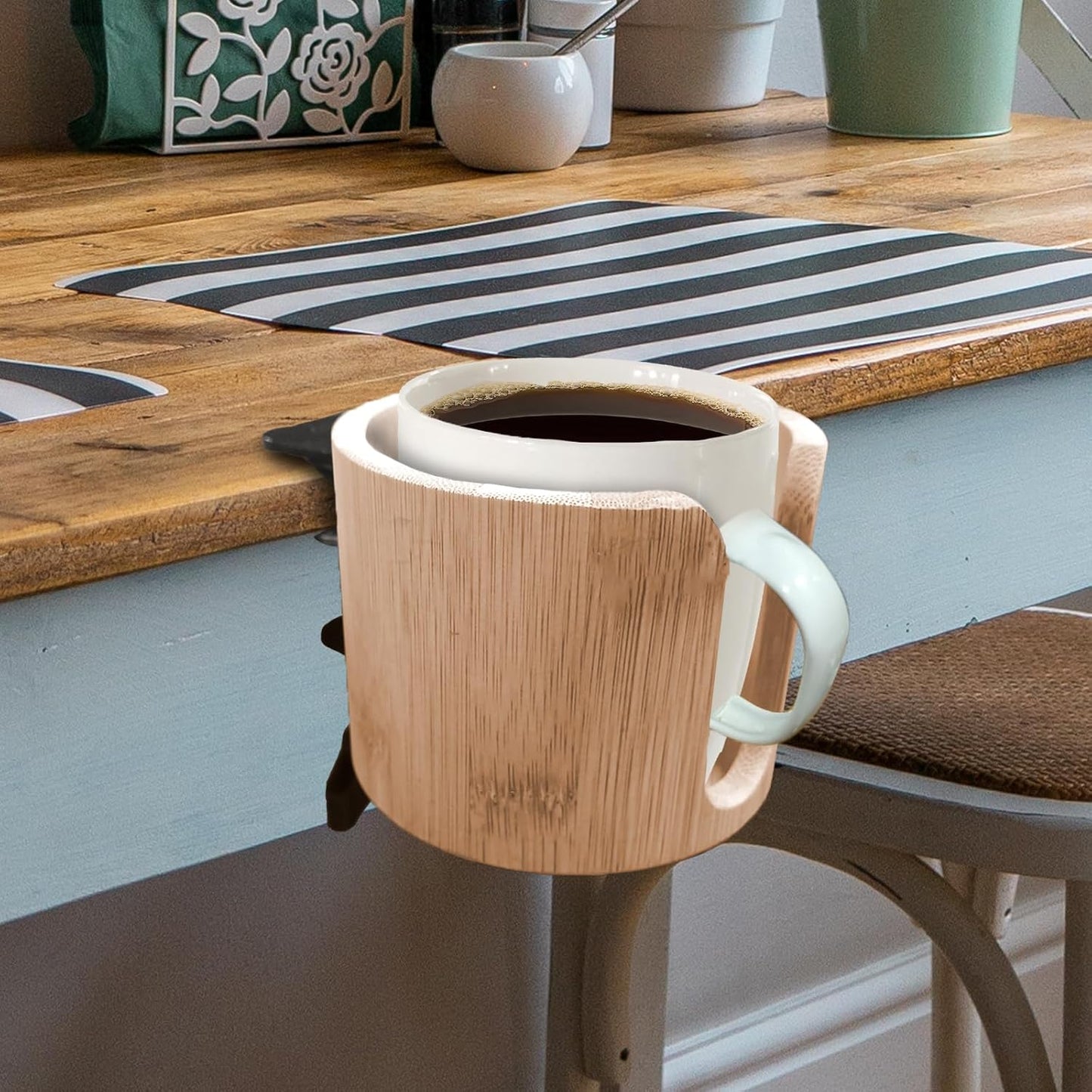 Desk Cup Holder, Large Anti-Spill Cup Holder Clamp for Desk or Table, Table Cup Holder for Water Bottles, Wheelchairs, Workstations, Gaming Desk Accessories, Computer Desk Accessories