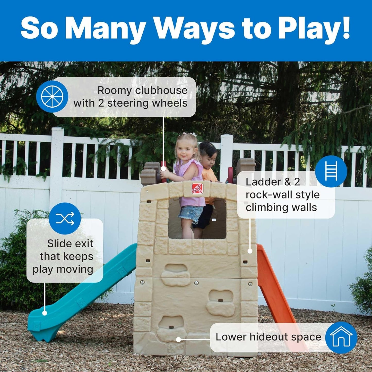 Step2 Woodland Climber II Kids Playset, Ages 2 –6 Years Old, Toddler Slide and Climbing Wall, Outdoor Playground for Backyard, Sturdy Plastic Frame, Easy Set Up
