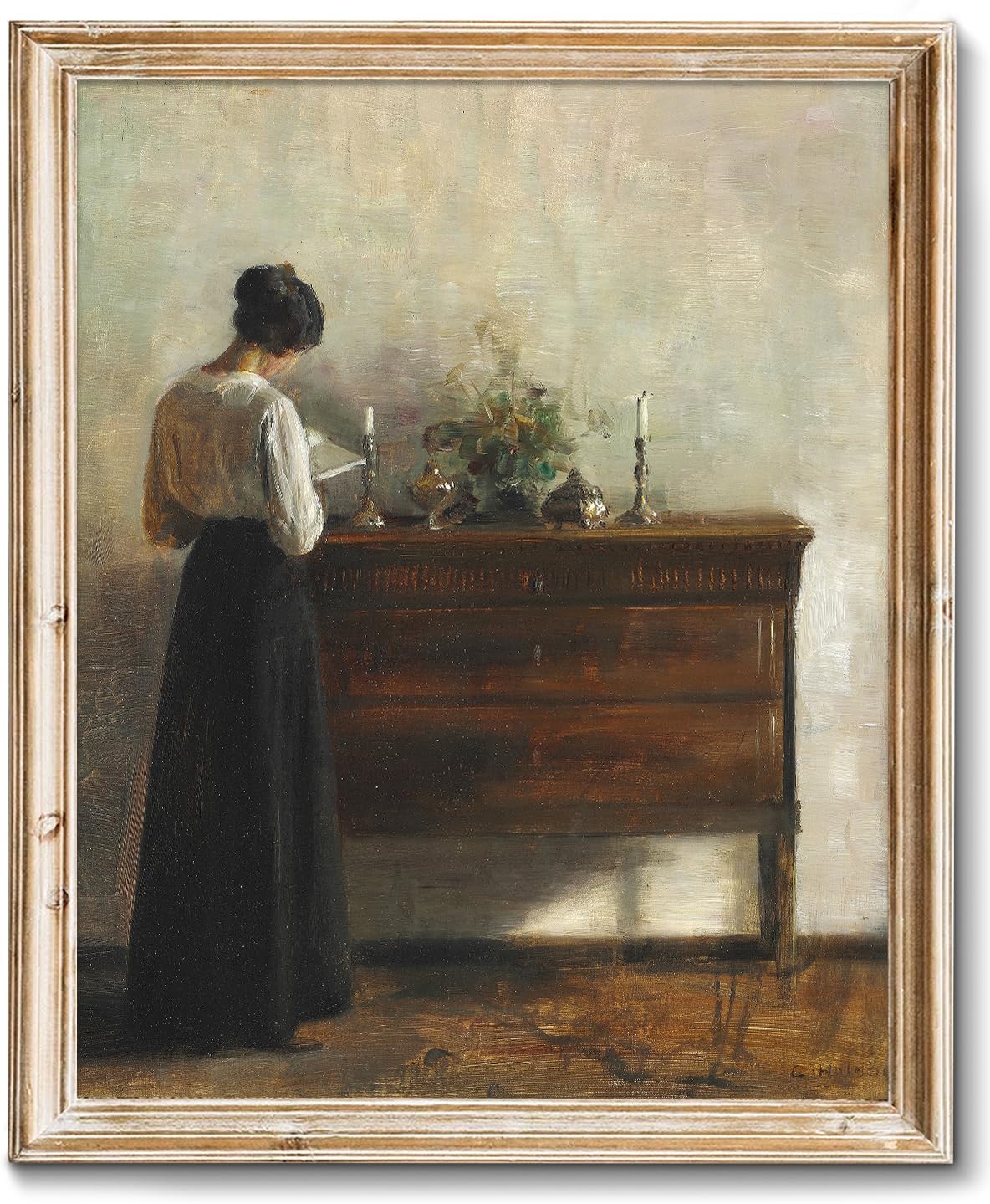 RETRART Vintage Danish Canvas Wall Art - Woman Reading Portrait Oil Painting - Dark Academia Aesthetic Print - 19th Century Antique Poster - Retro Gallery Bedroom Decor 8x10in (Unframed)