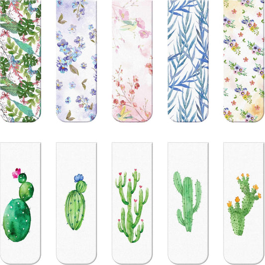 Chinco 10 Pieces Magnetic Bookmarks Clips Magnet Page Markers Assorted Book Markers Set for Women Reading Gifts(Cactus)