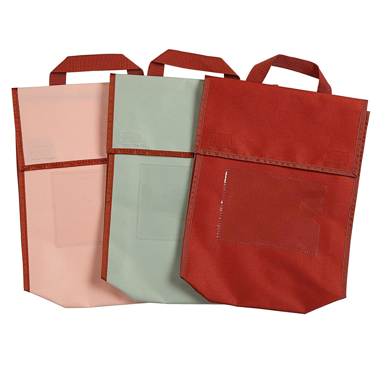 Really Good Stuff Store More Medium Book Pouch, Single, Mint, Stitched-On Handle, Clear Name Tag Pocket, Durable Fabric, Water Resistant, Send Home Books and Homework