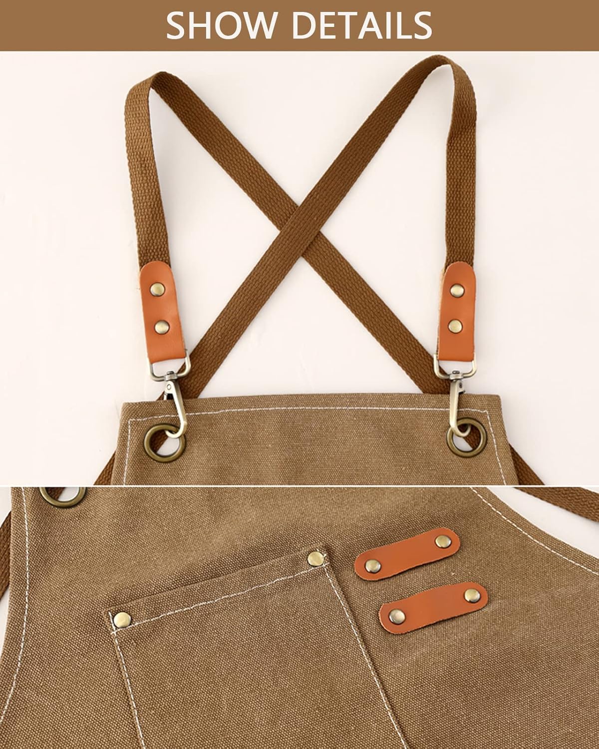 Canvas Heavy Duty Work Tool Apron, Chef Cotton Aprons with Large Pockets…
