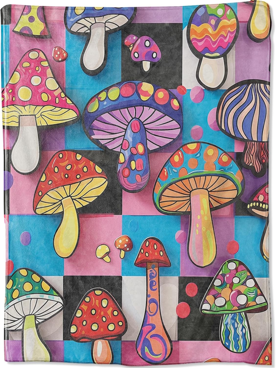 Colorful Whimsical Mushroom Blanket Gifts for Boys Girls Kids, Magical Fantastic Botanical Throw Blankets for Sofa Office Couch Room Decor, Cozy Lightweight Warm Soft Throws, 50x60 in