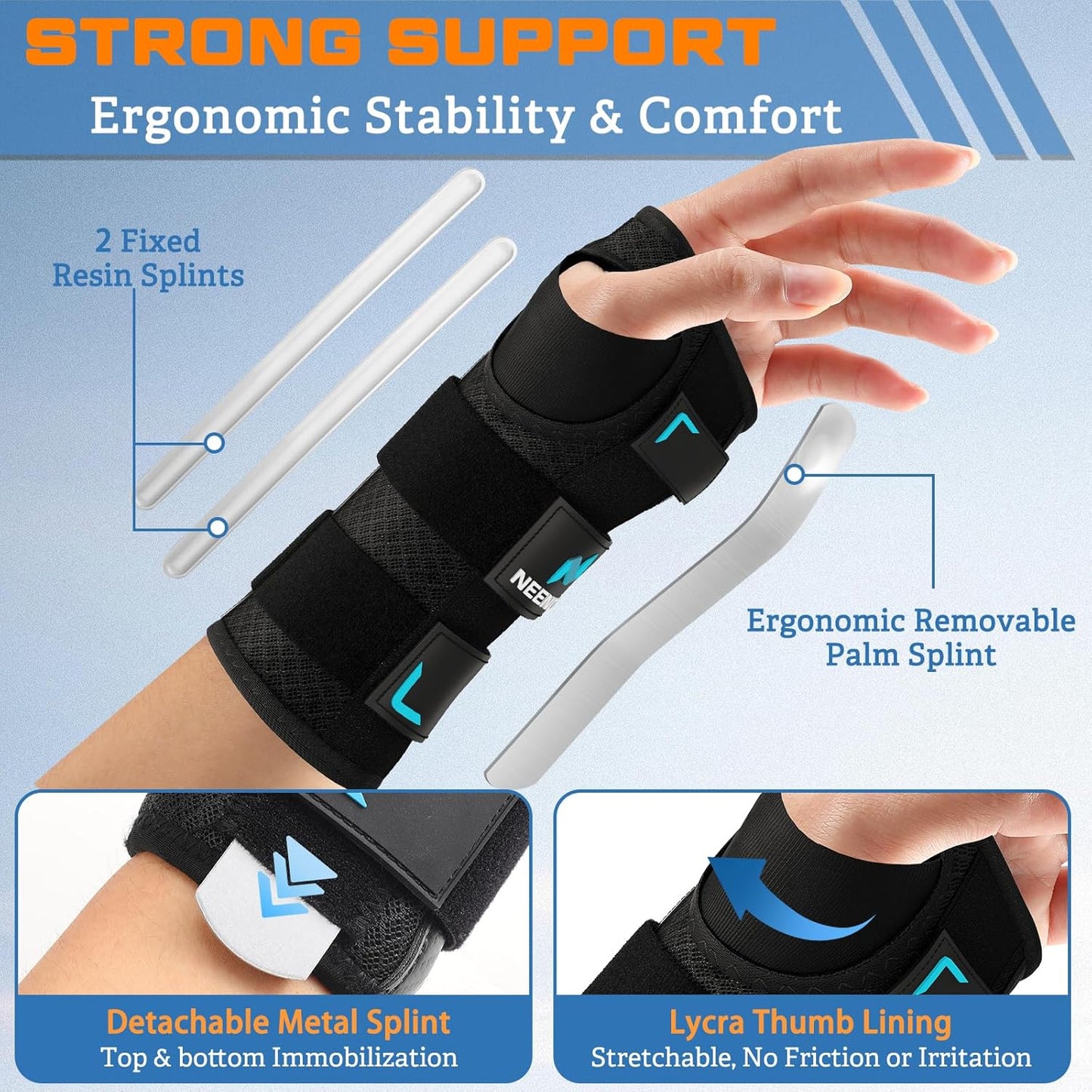 NEENCA Carpal Tunnel Wrist Brace Night Support for Women Men Pain Relief Tendonitis, Sprained, Arthritis - Right Hand Wrist Support with Metal Splint for Recovery (Small, Right Hand)