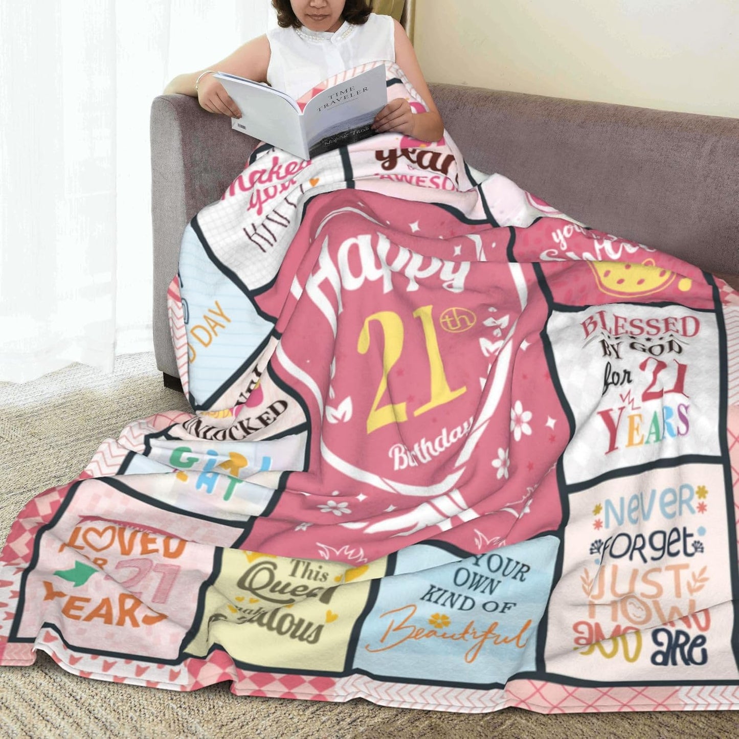 21st Birthday Gifts for Her, 21st Birthday Gifts for Women, 21 Year Old Bday Gift for Her, Bday Gift for 21 Year Old Female Ladies, Best Decorations Present for Women Throw Blanket 50"X60"