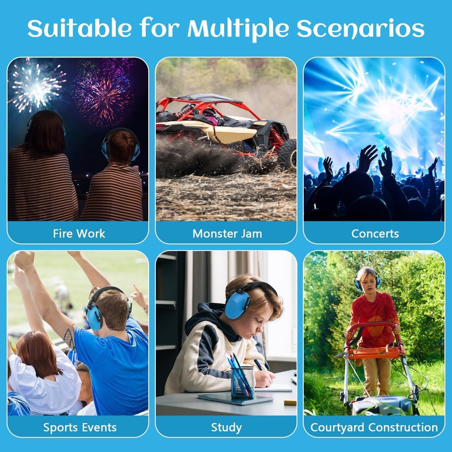 Floriogra 6 Pack Noise Canceling Headphones for Kids, Kids Ear Protection Earmuffs for Autism, Toddler, Children, Noise Cancelling Sound Proof Earmuffs/Headphones for Concerts, Air Shows, Fireworks