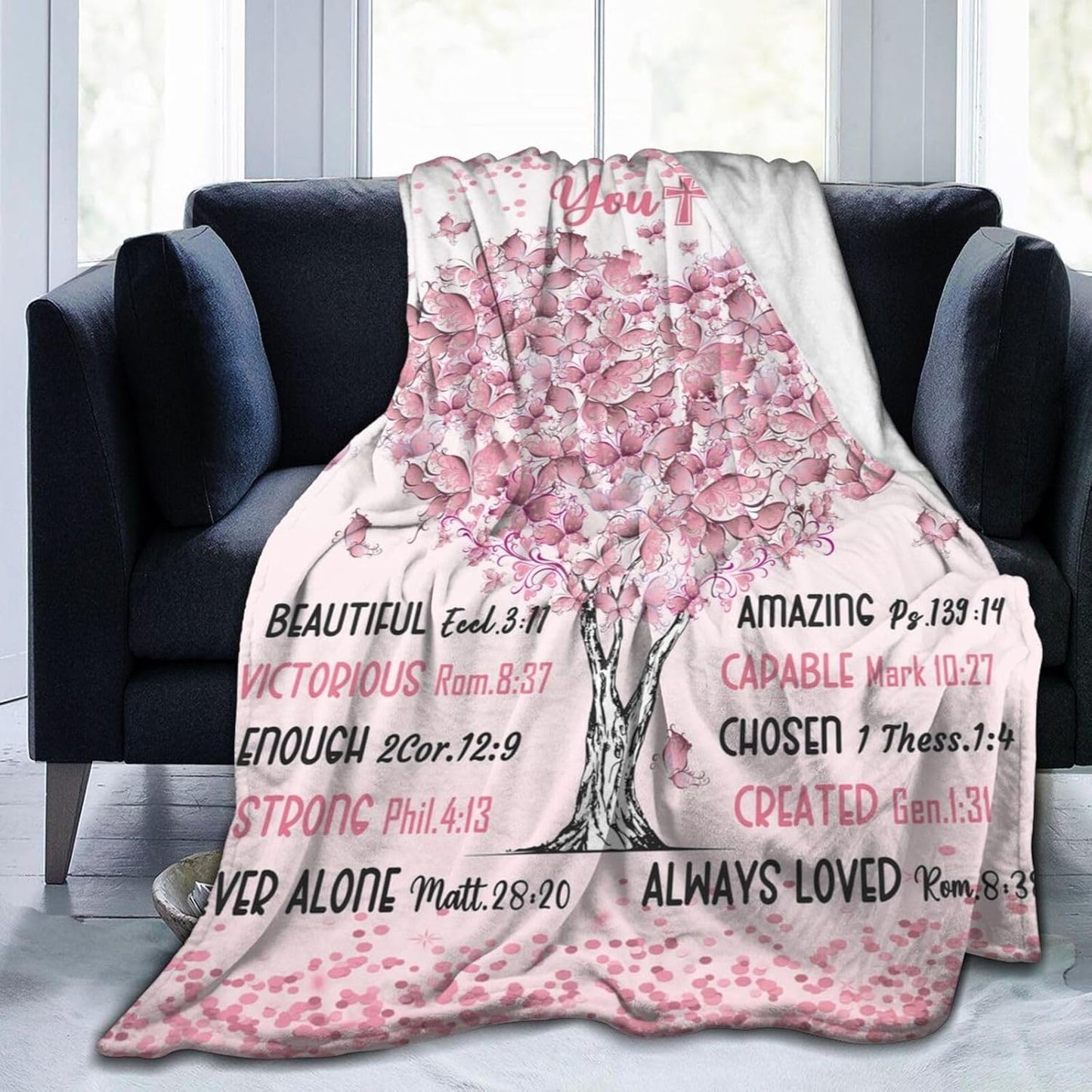 Baptism Gifts for Girl, Gifts for Christian Catholic Women Teenage Girls, Religious Throw Blanket 50" x 40"