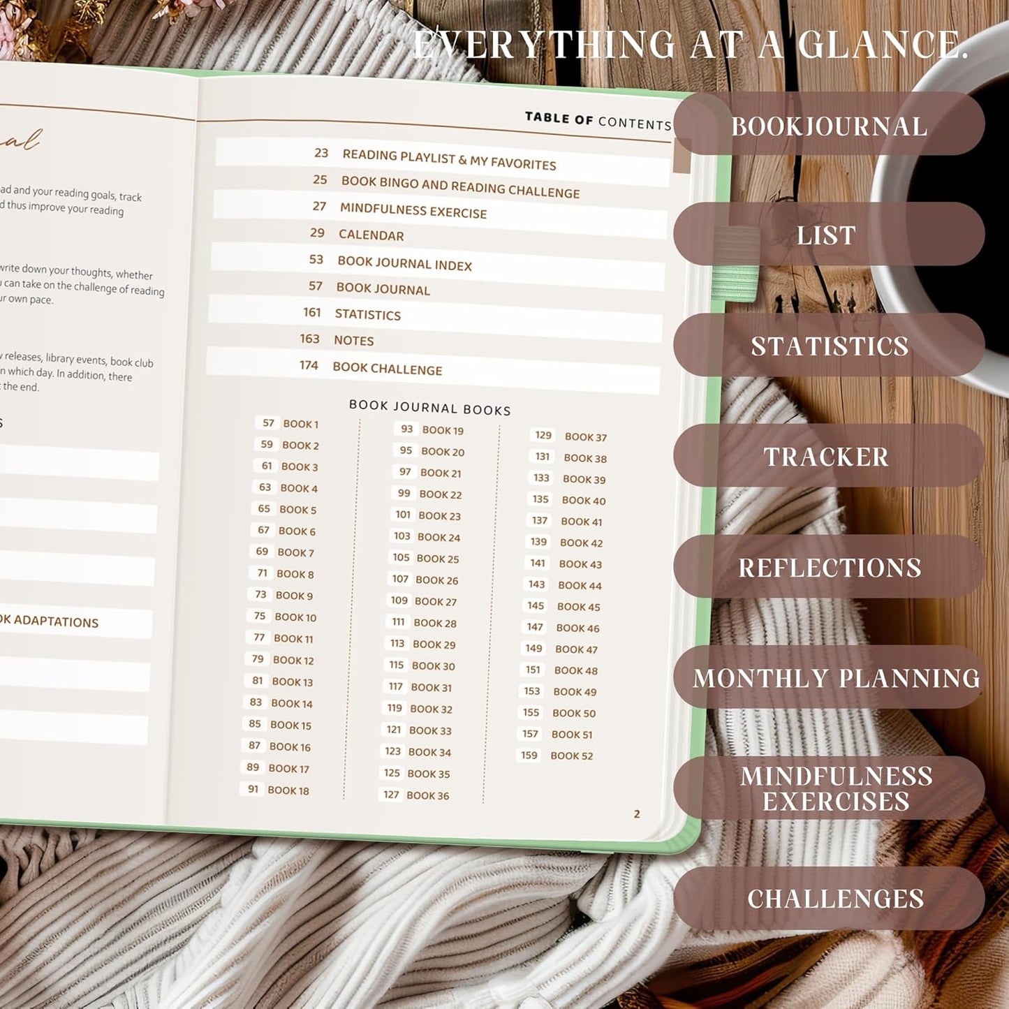 Reading Journal with 52 Reviews & Progress Tracking - Book Journal Reading Log 176 Pages - A5 Hardcover Reading Tracker Journal - Gift for Book Lovers & Readers - Keeping Notes on Your Favorite Books