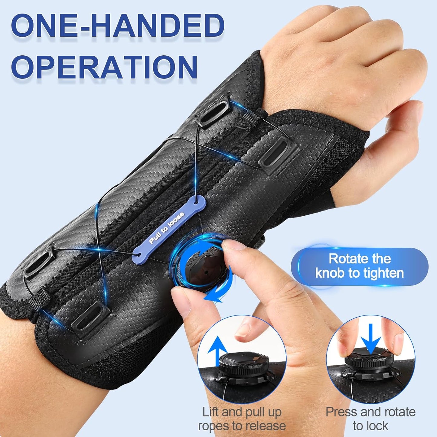 NEENCA Carpal Tunnel Wrist Brace for Night Support,Knob Adjustable Hand Brace for Tendonitis,Arthritis Pain，Sprain,Wrist Splint Support with Sleeves for Women&Men. (Right Hand, Large) (Black, Large, RightHand)