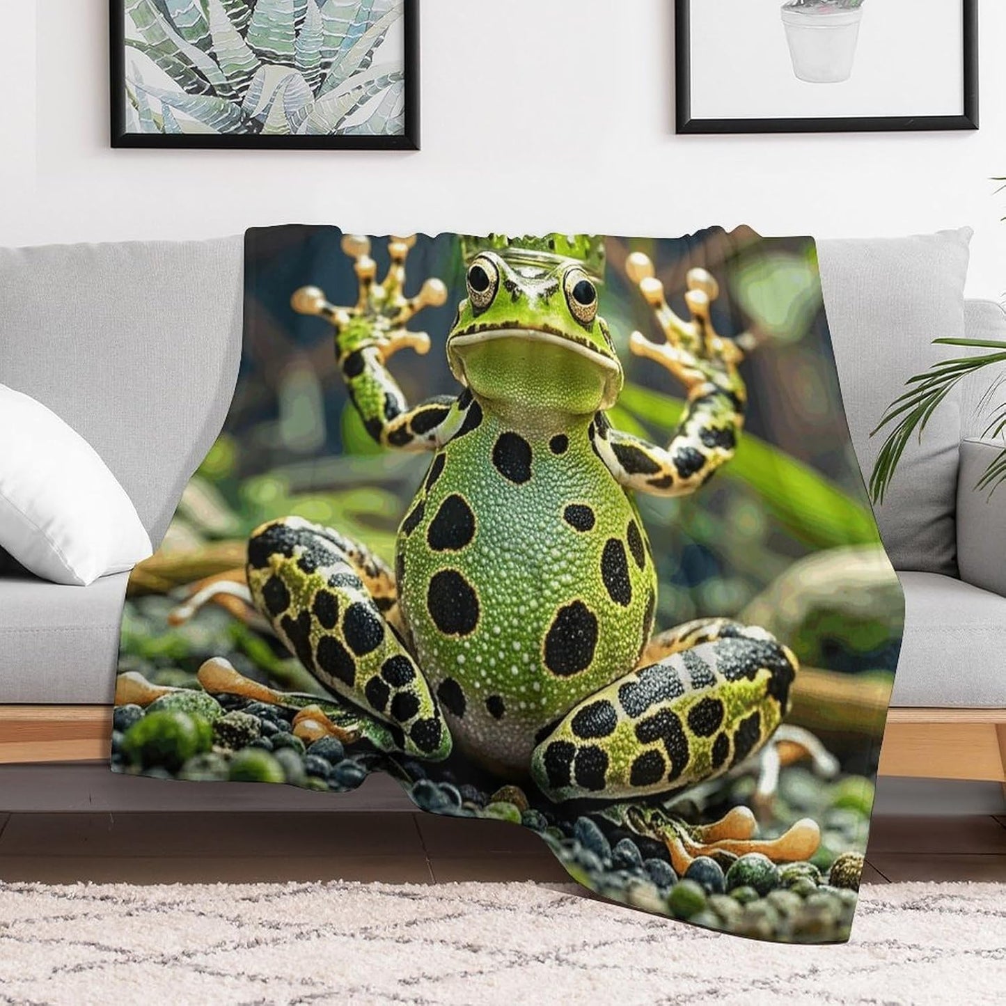 Crown Frog Blanket Super Soft Lightweight Throw Blanket Cute Cozy Warm Bed Blanket Decorative Fuzzy Blanket All-Season Home Decor Gift for Sofa Couch Living Room 30"*40"（76 * 100cm）