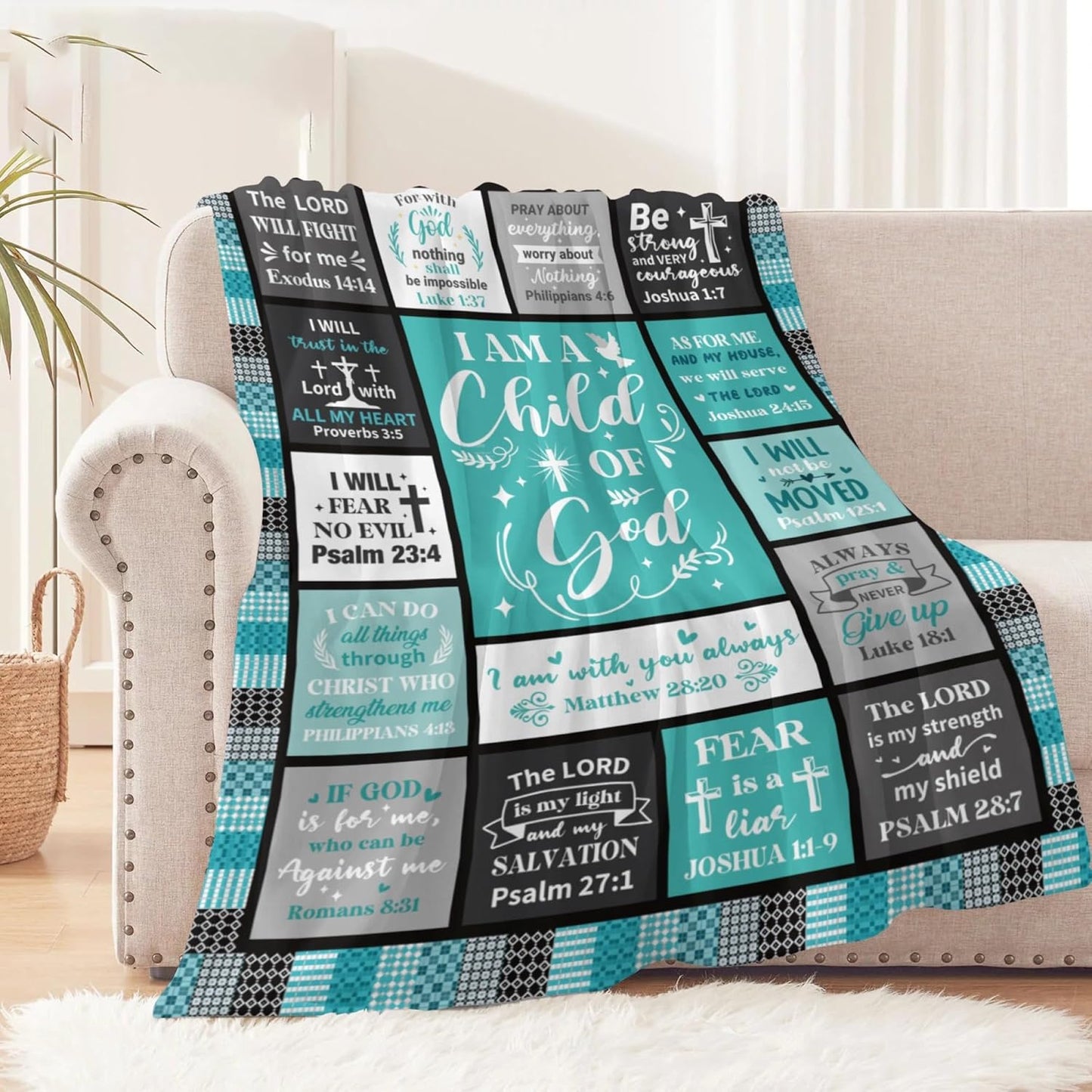 Christmas Birthday Gifts for Christian Women - Christian Gifts for Women Religious - Inspirational Gifts - I Am a Child of God Blanket, 80"x60"