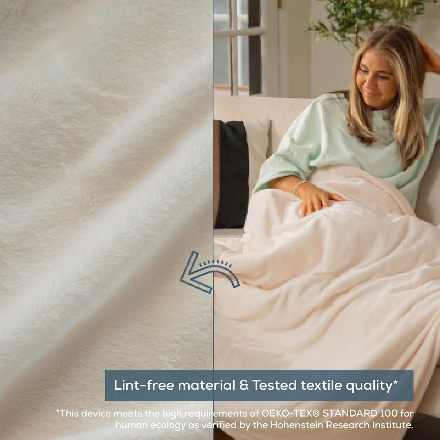 Beurer HD61 Super-Cozy Heated Blanket - Fast Heating Electric Blanket with 4 Heat Settings, Machine Washable Fabric, 4 hrs Auto Shut Off,Warm Heated Throw Blanket (50 x 60 inches)