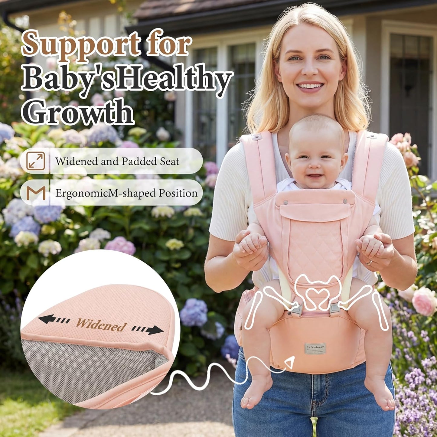 Baby Carrier Newborn to Toddler, 6-in-1 Baby Carrier with Hip Seat Lumbar Support 7-41 lbs, Baby Soft Carrier for All Seasons & Positions, Adjustable Size for Shopping Hiking Travelling