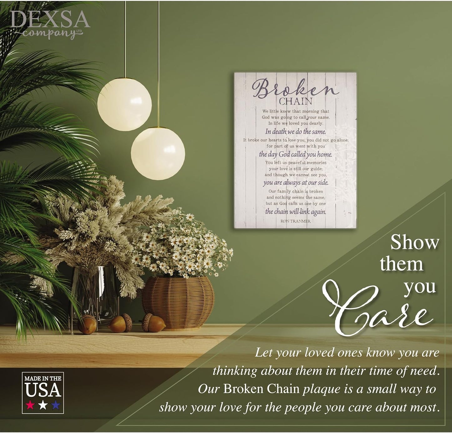 Dexsa Broken Chain 11.75 x 15 Wood Plank Look Wall Art Plaque | Made in the USA