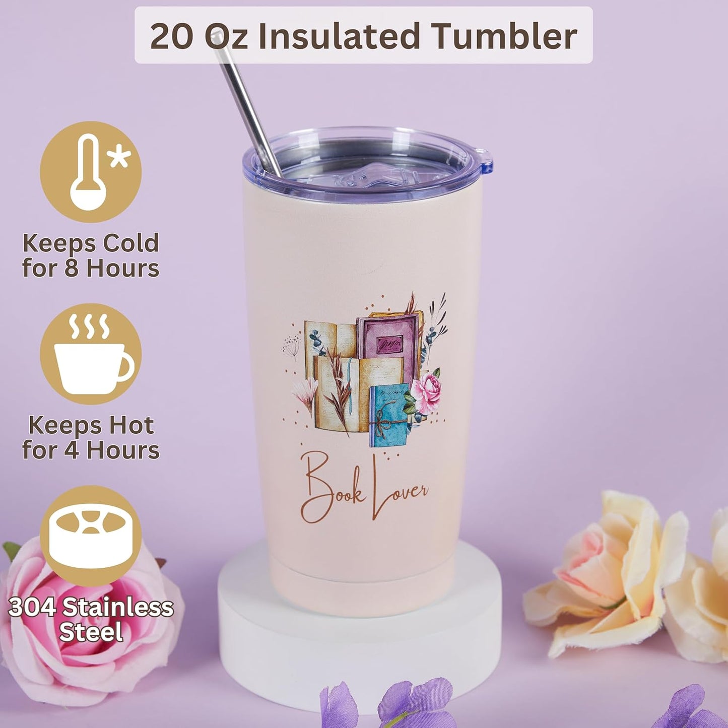 Luxury Book Lover Gifts for Women Readers - 8pc Bookish Gift with Premium Blanket & Shatterproof Steel Tumbler, Librarian Bookworm & Book Club Theme Birthday Present, Mother's Day Reading Gifts