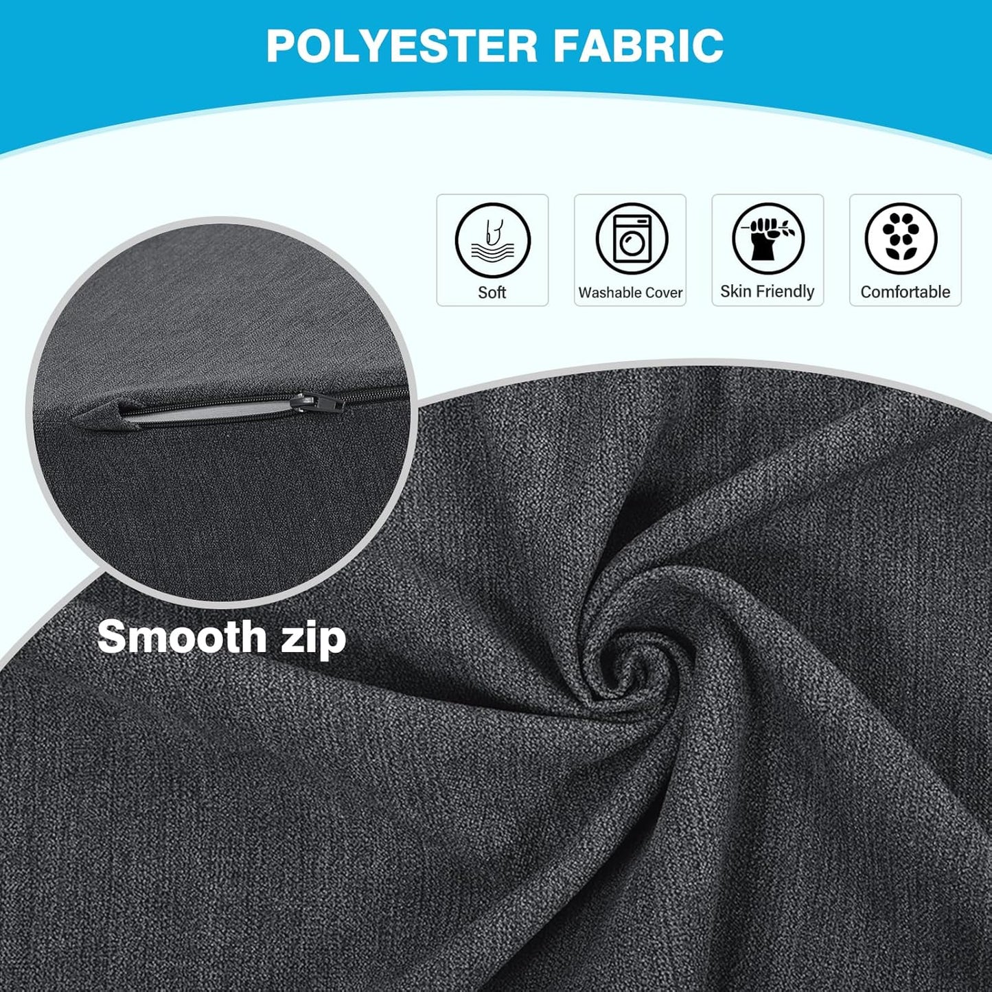 TANYOO Back Support Pillow for Recliner Dual Layer Lumbar Support Pillow with Gel Memory Foam Ergonomic Orthopedic Lumbar Cushions for Elderly Lower Back Pain Relief Washable Cover Dark Grey