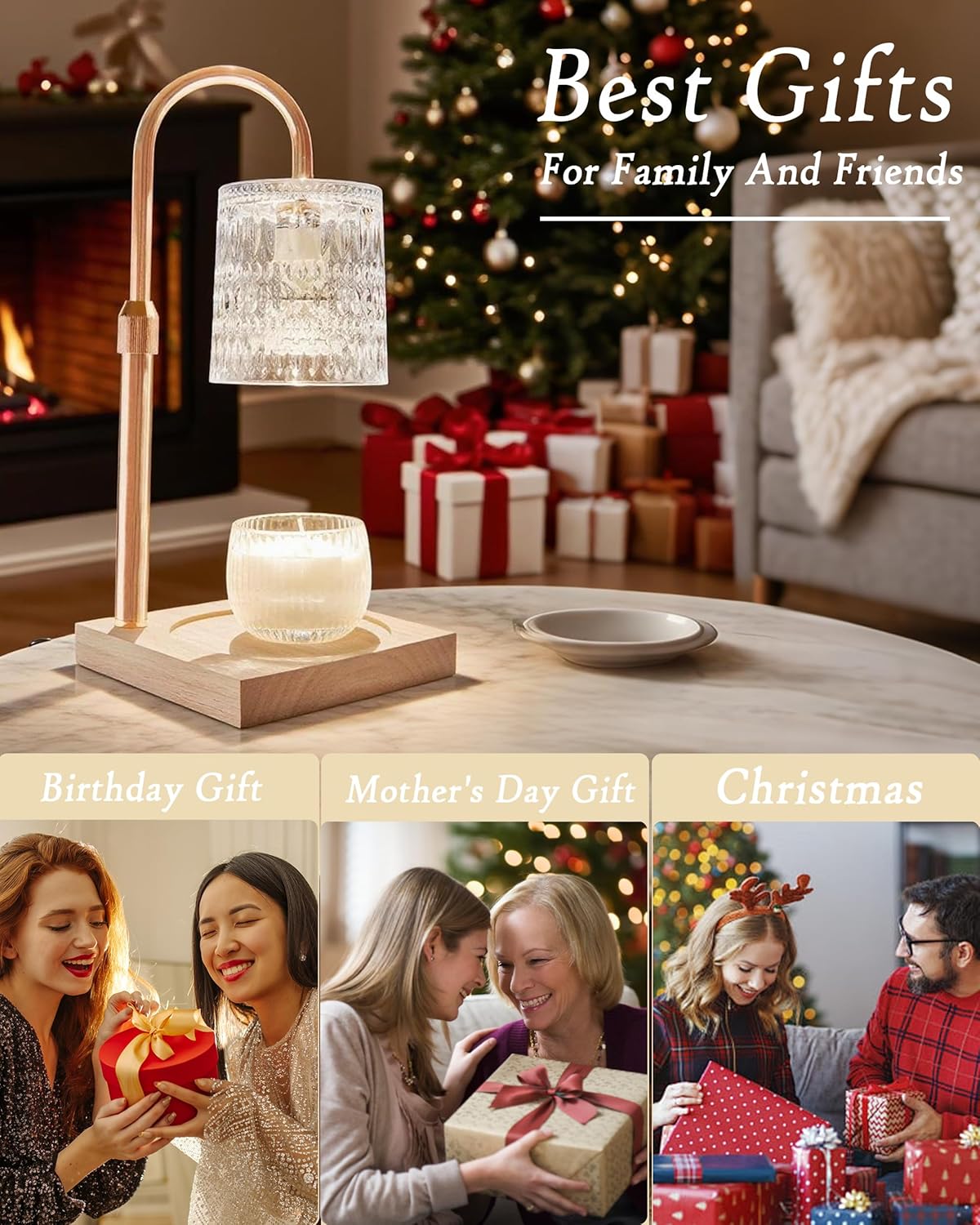 Candle Warmer Lamp with Dimmer & Timer, Brithday Gifts for Mom Women, Adjustable Height Wax Warmer for Jar Candles, House Warming Gifts for New Home Decor