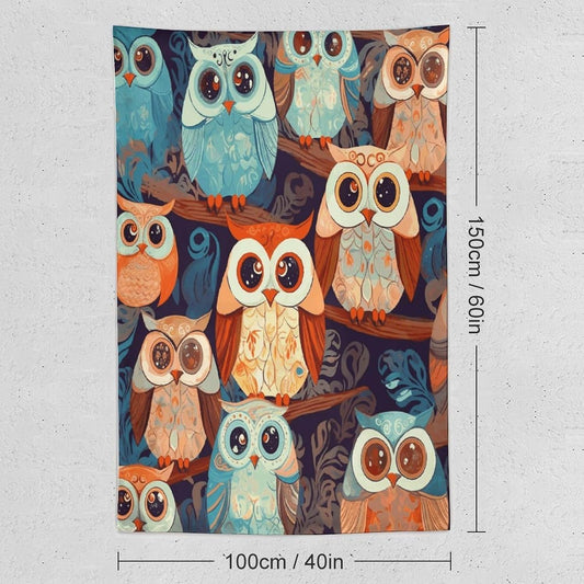 FodPand Anime Owl Tapestry Anti-fading Wall Tapestry with Installation Kit Backdrop Banner Multipurpose Aesthetic Tapestries Boho Wall Art Hanging Decorative Blanket 40"x60"
