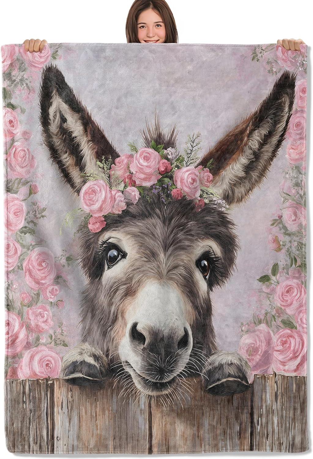 Charming Donkey Blanket Soft Lightweight Flannel Throw Blanket for Living Room Bedding Travel Home Decor Cozy 50x60 Inch Blankets Gifts for Adults Kids Women Men