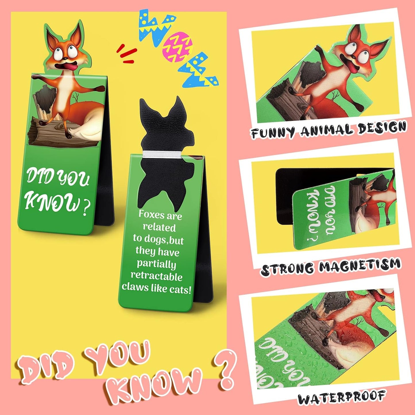 Sepamoon 12 Pcs Magnetic Bookmarks Bulk Magnetic Page Clips Cute Magnet Page for Valentines Markers Funny Animal Bookmarks Book Lovers Gifts for Reading Party Favor Students Teachers (Animal Style)