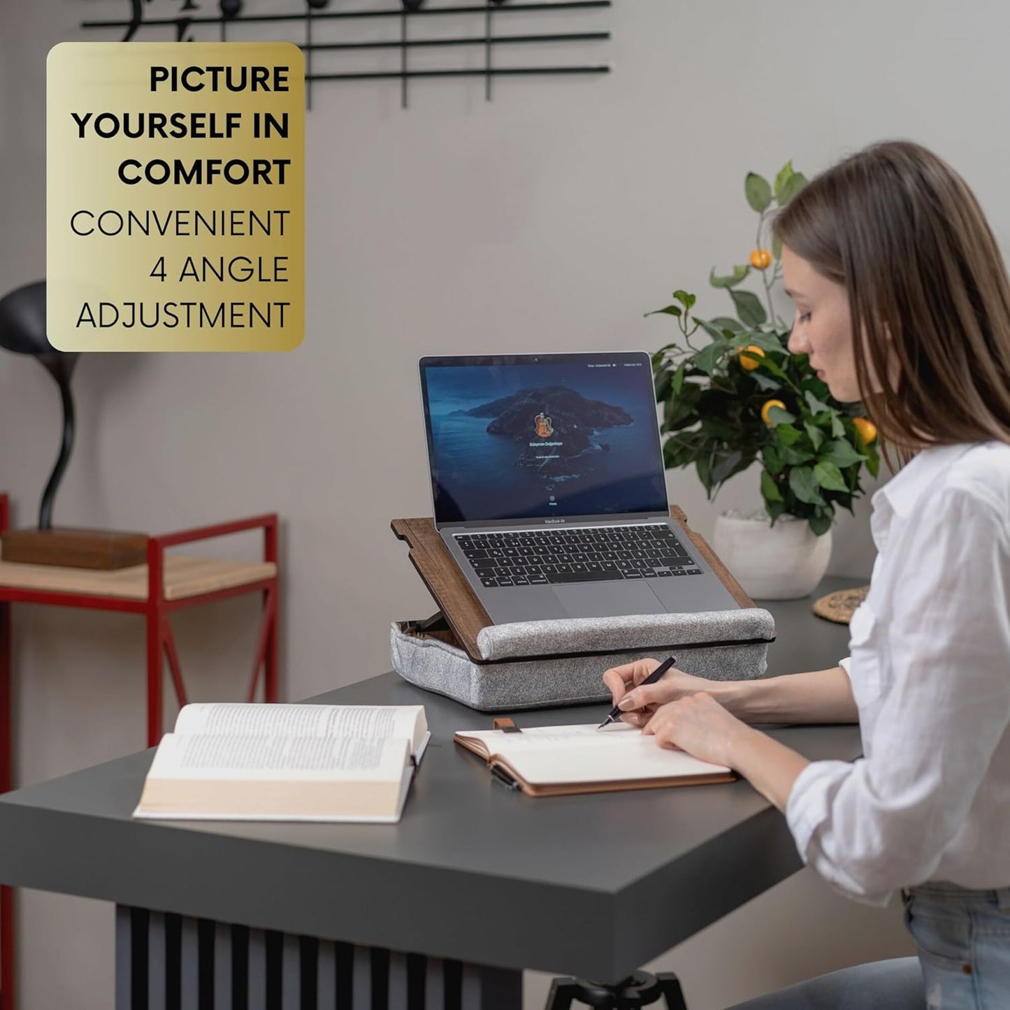 Lap Desk for Laptop - Laptop Tray with Cushion, Portable Lap Desk for Lap, Adjustable Lapdesk, Couch Lap top Table for Work, Ergonomic Lap top Stand for Bed