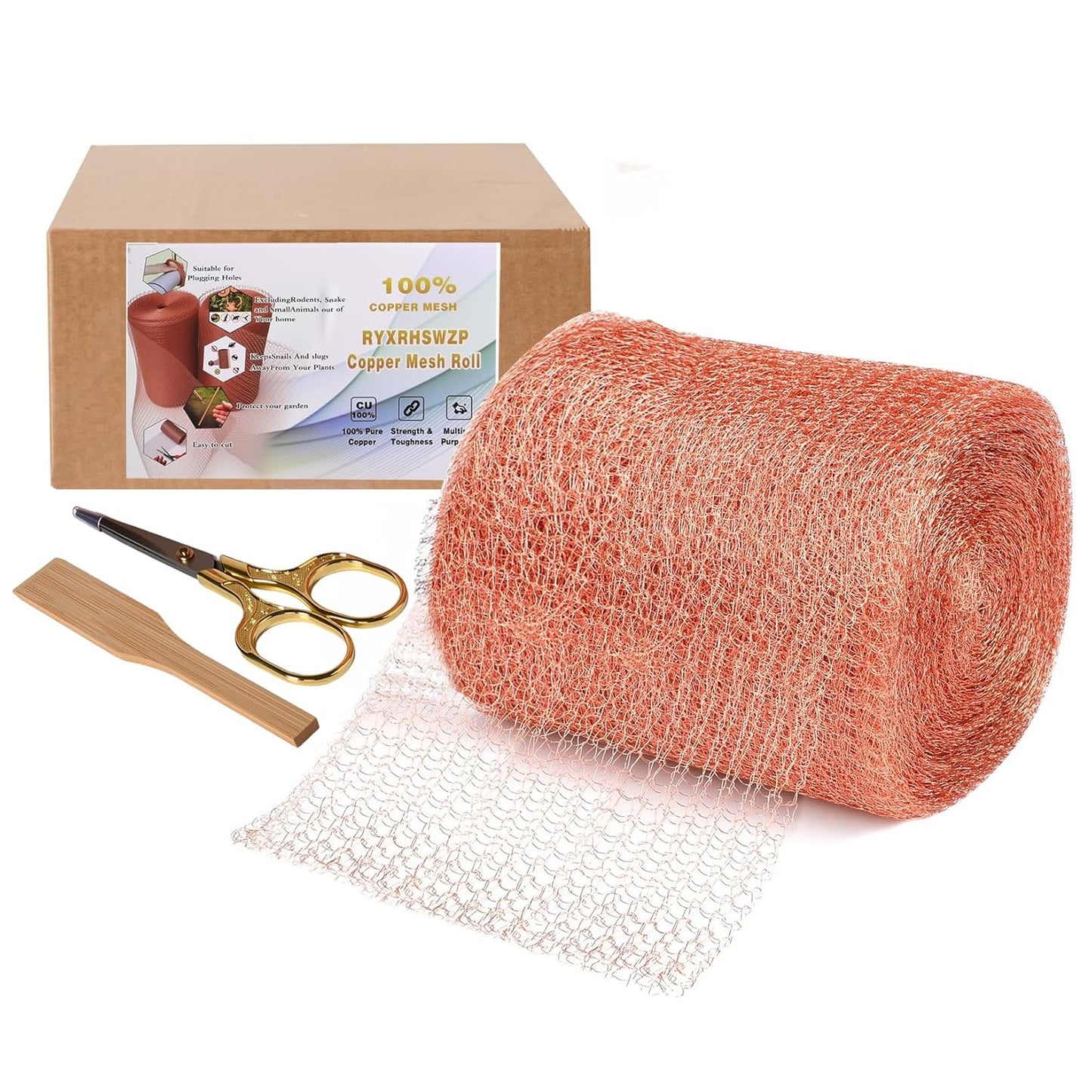 Copper Mesh Rodent Control Copper Wool for Slugs Mice Pest Snail Bird Control 5" x 100 ft Copper Wire for Weep Hole Covers Rodent Mesh