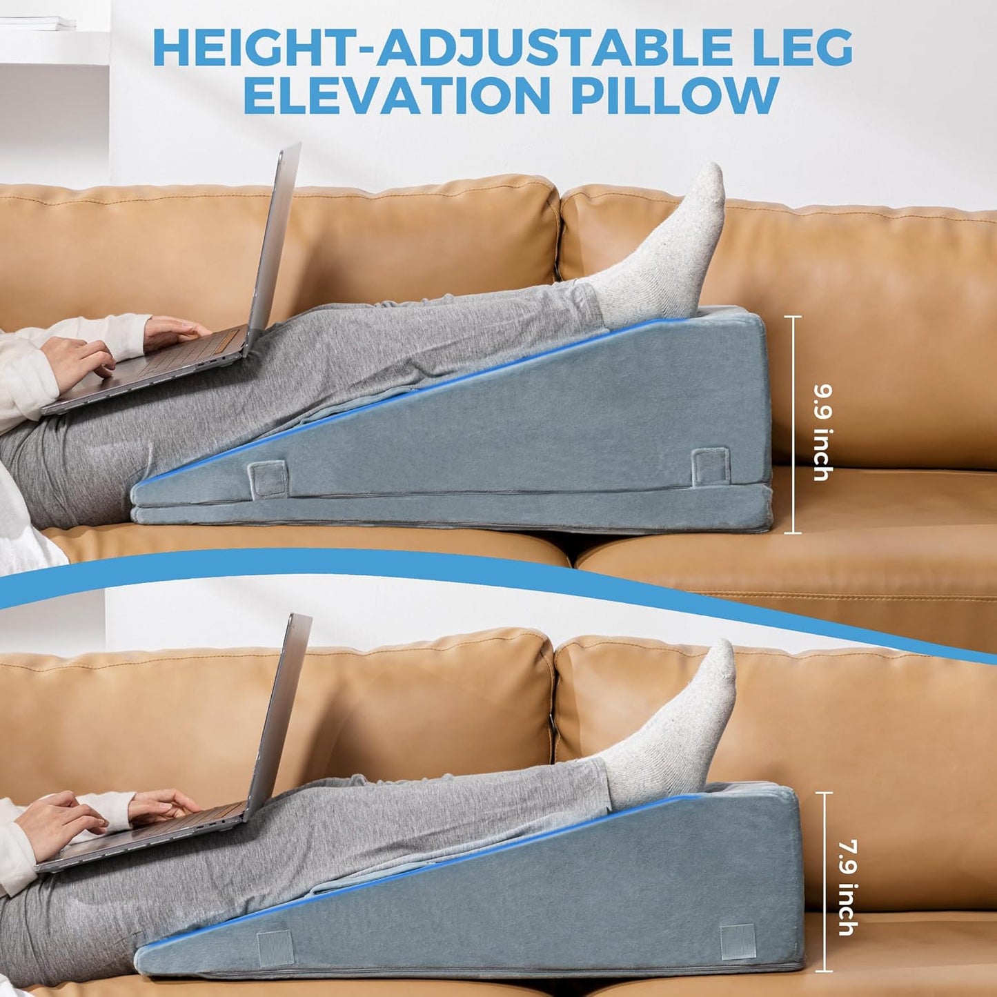 Ganondorf Leg Elevation Pillow, Premium Foam Leg Support Adjustable Wedge Pillow Relieves Joint Pain After Surgery Ergonomic Curve for Leg Support Promote Blood Circulation Single Leg