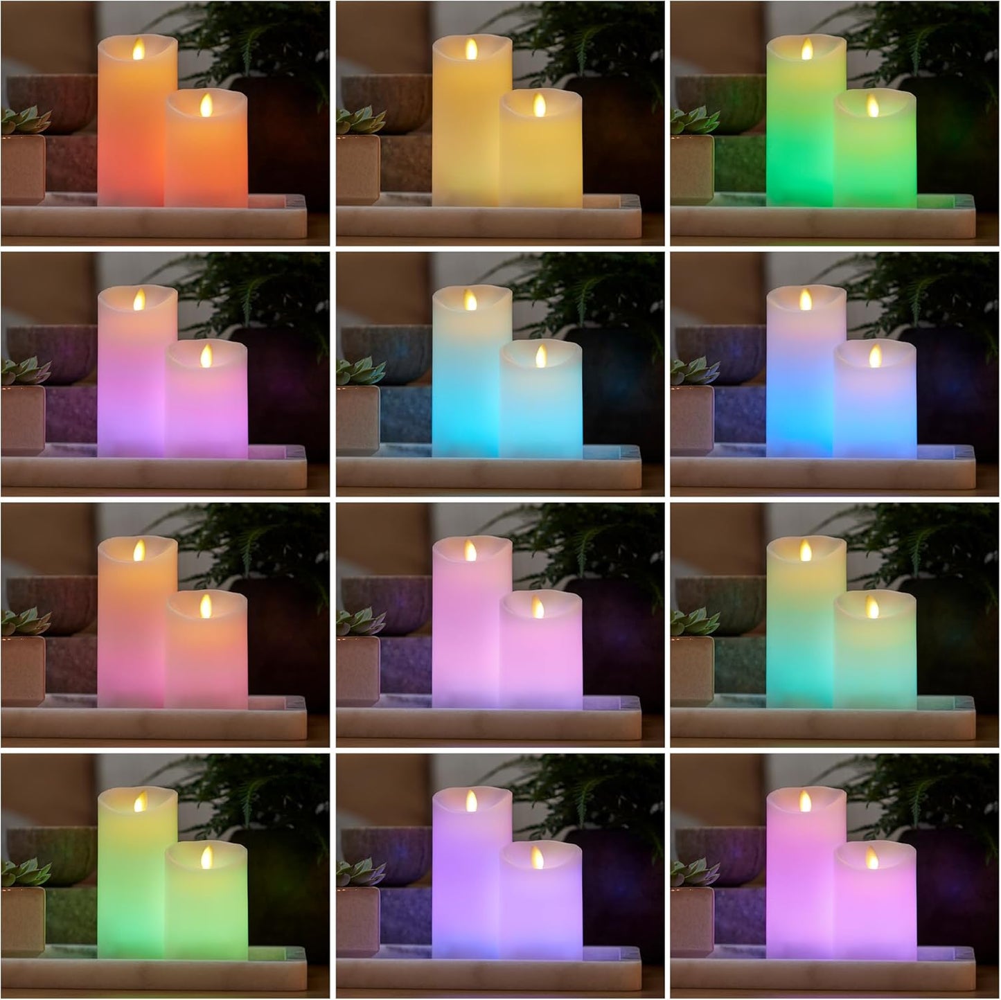 Luminara Flameless Color Changing LED Candle 3" x 4.5", Real Wax Moving Flame, Battery Operated with 18 Button Remote, Unscented Safe